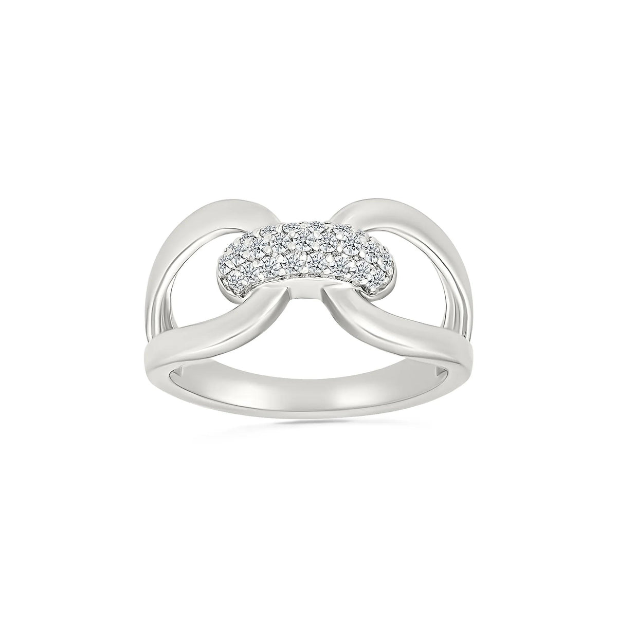 1/5 CT. Tw. Diamond Link Ring .925 Sterling Silver White Size 7.5