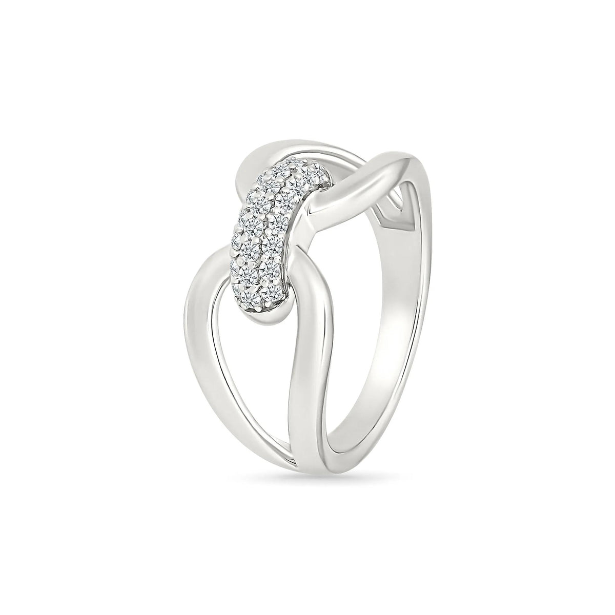 1/5 CT. Tw. Diamond Link Ring .925 Sterling Silver White Size 7.5