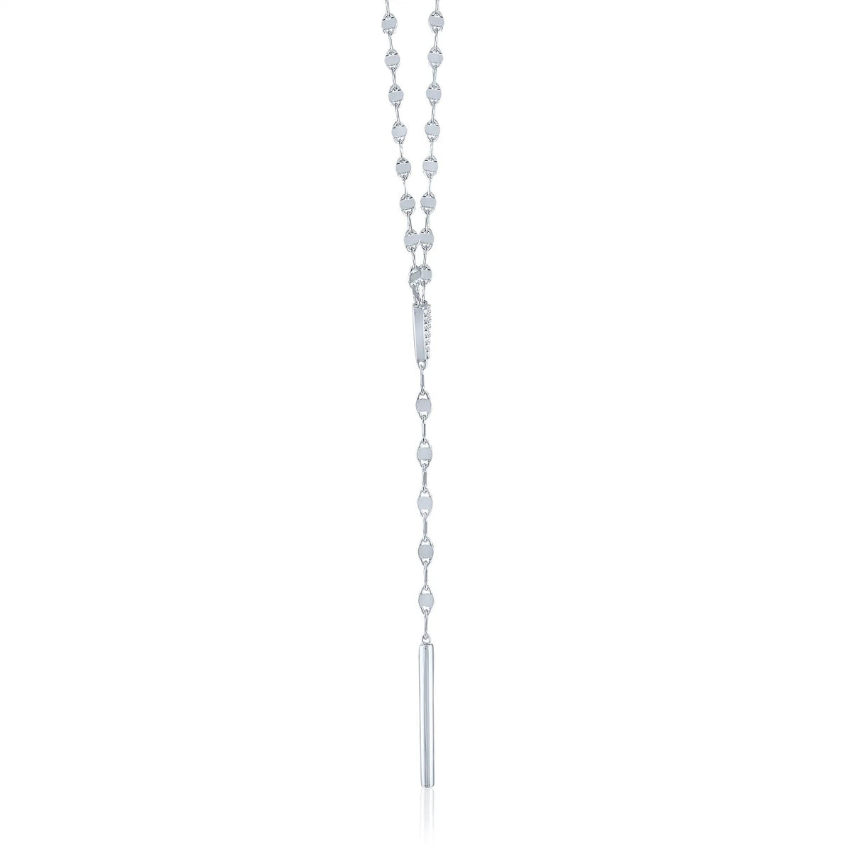 1/10 CT. Tw. Diamond Mirror Chain Lariat Necklace .925 Sterling Silver White Size 18"
