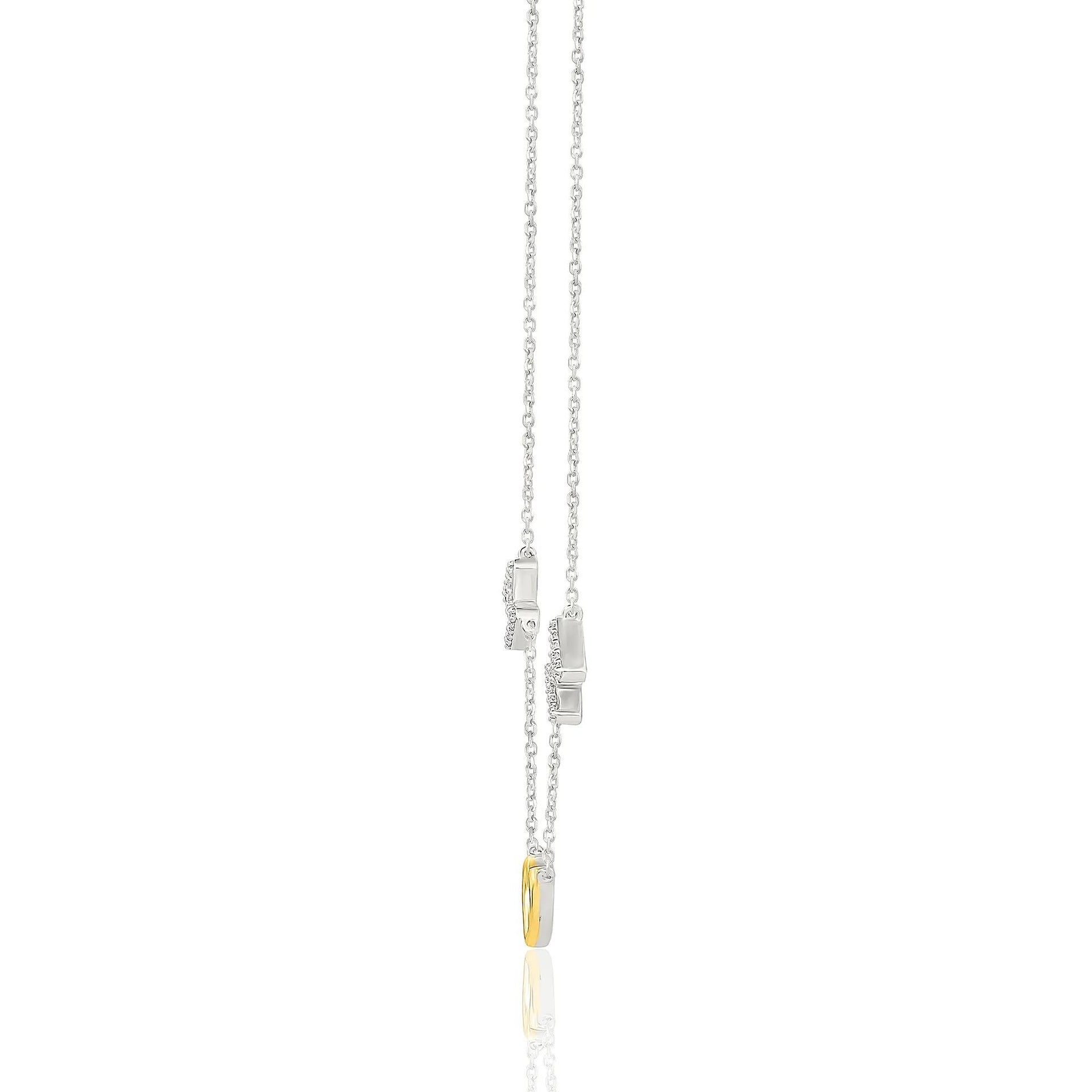 1/8 CT. Tw. Diamond Mom Heart Necklace .925 Sterling Silver and 10K Yellow Gold White Size 17.25"