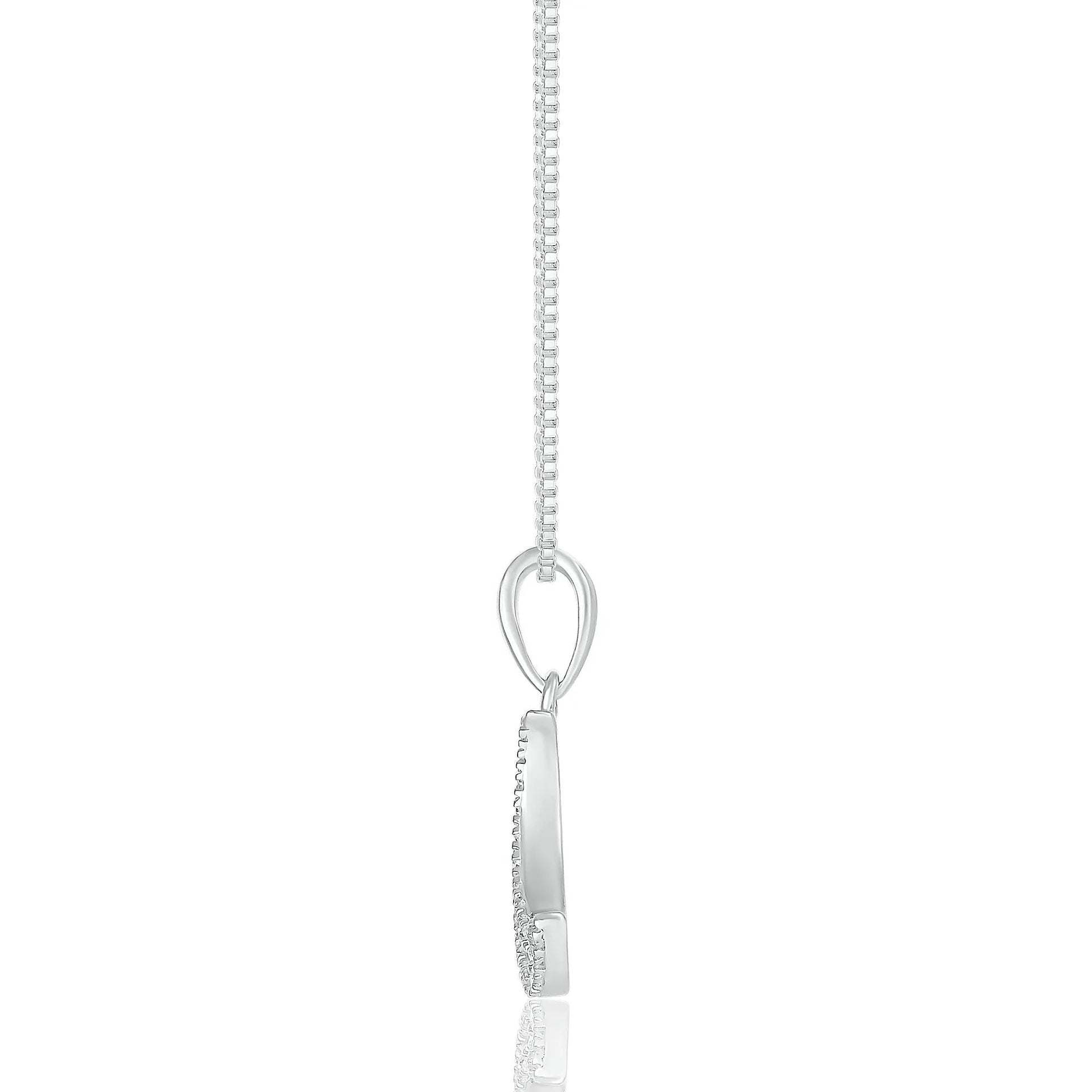 1/10 CT. Tw. Diamond Moon Pendant Necklace .925 Sterling Silver White Size 18"