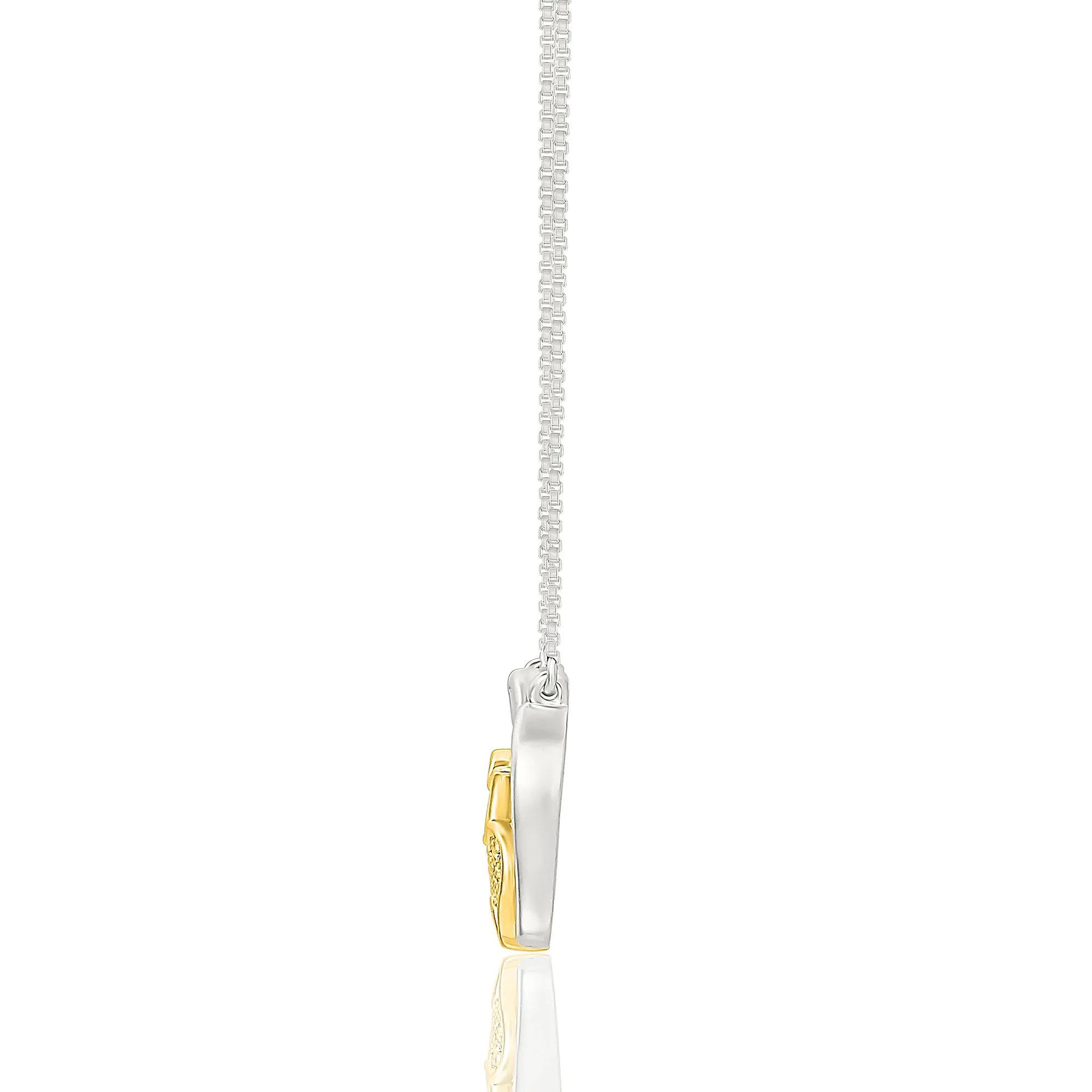 1/10 CT. Tw. Diamond Mother and Child Elephant Pendant Necklace .925 Sterling Silver and 10K Yellow Gold White Size 17.5"