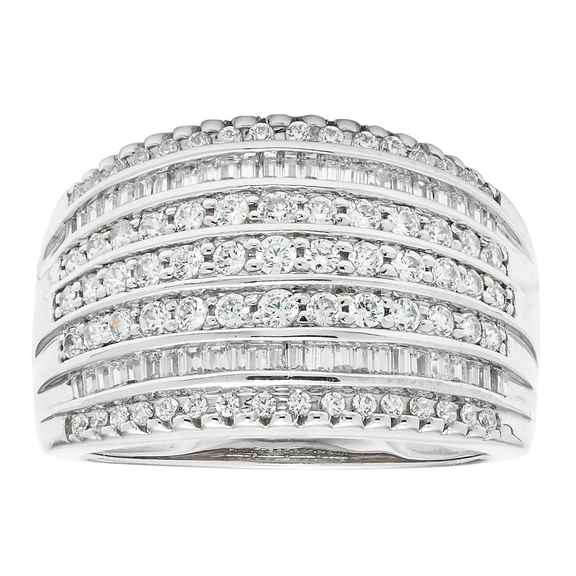 1 CT. Tw. Diamond Multi-Row Anniversary Band Ring 10K White Gold Size 8