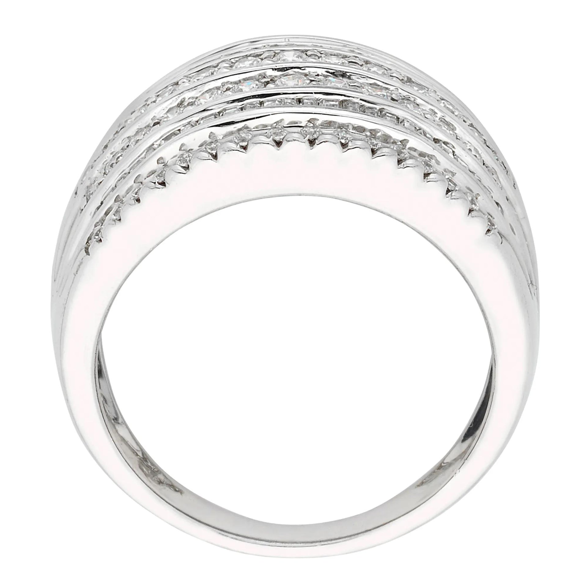 1 CT. Tw. Diamond Multi-Row Anniversary Band Ring 10K White Gold Size 8