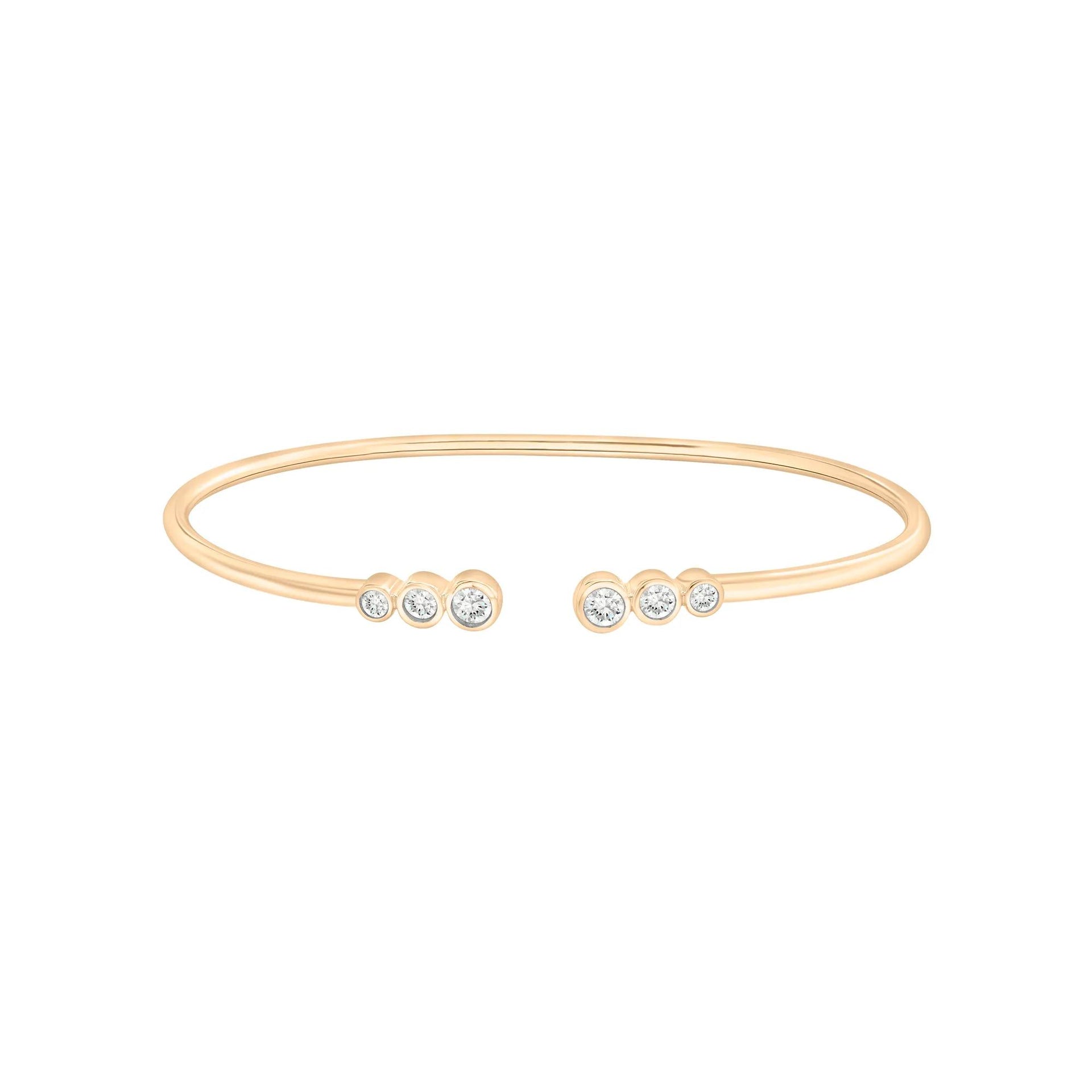 1/3 CT. Tw. Diamond Open Bangle Bracelet 10K Yellow Gold Size 3.50mm