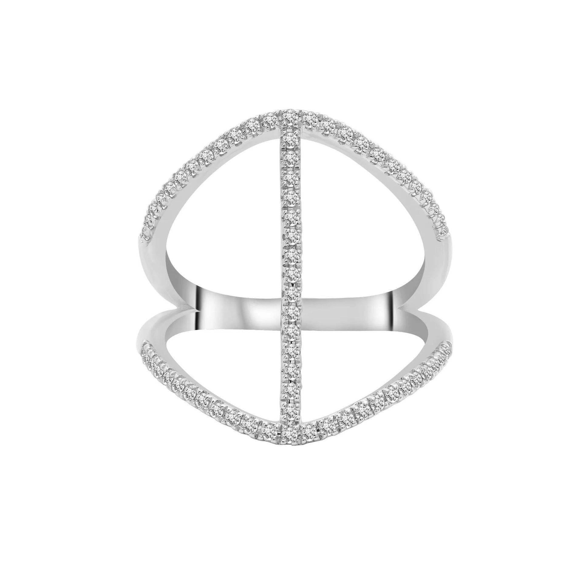 1/3 CT. Tw. Diamond Open Bar Ring 10K White Gold Size 7 2mm