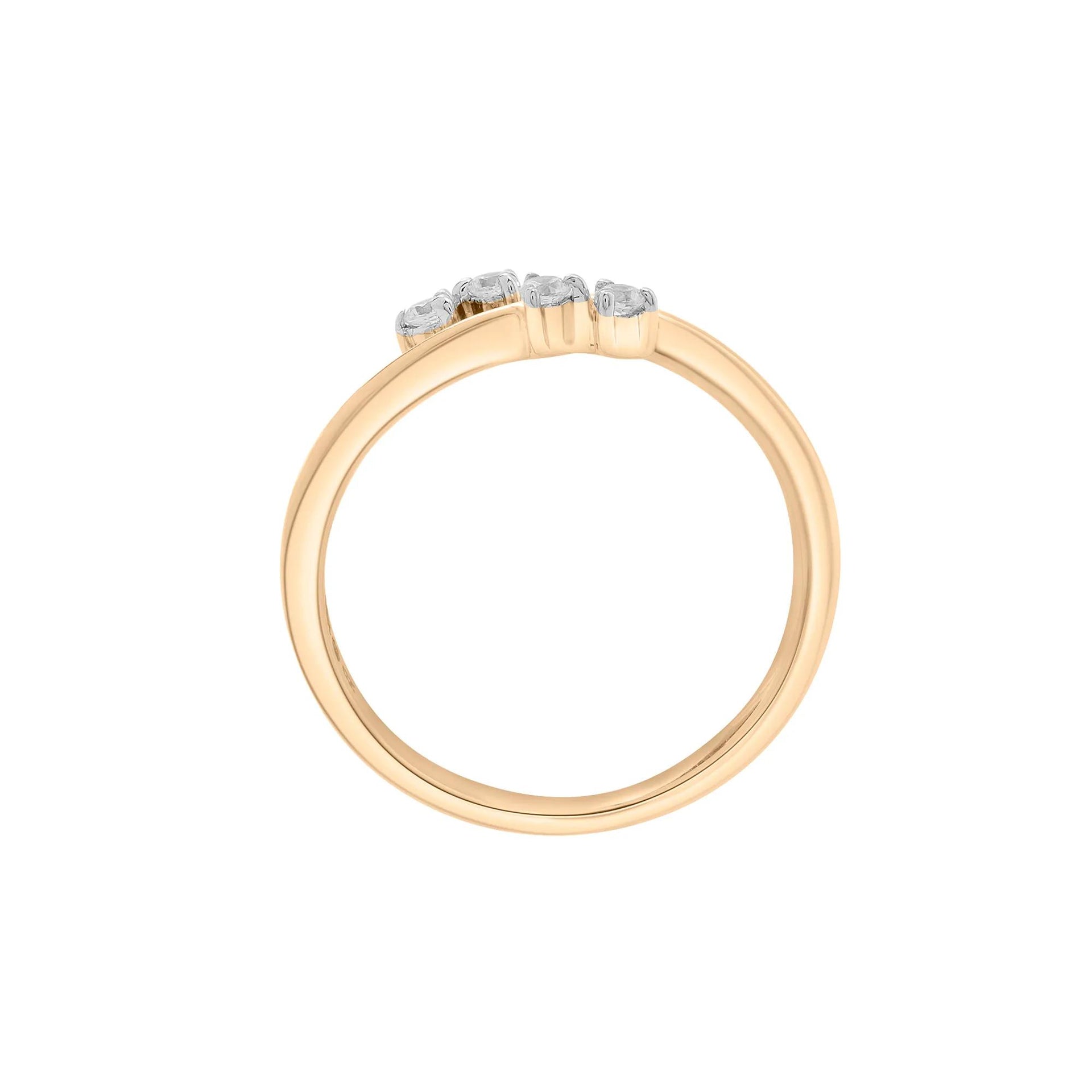 1/10 CT. Tw. Diamond Open Bypass Ring 10K Yellow Gold Round Brilliant Cut Size 8 2mm