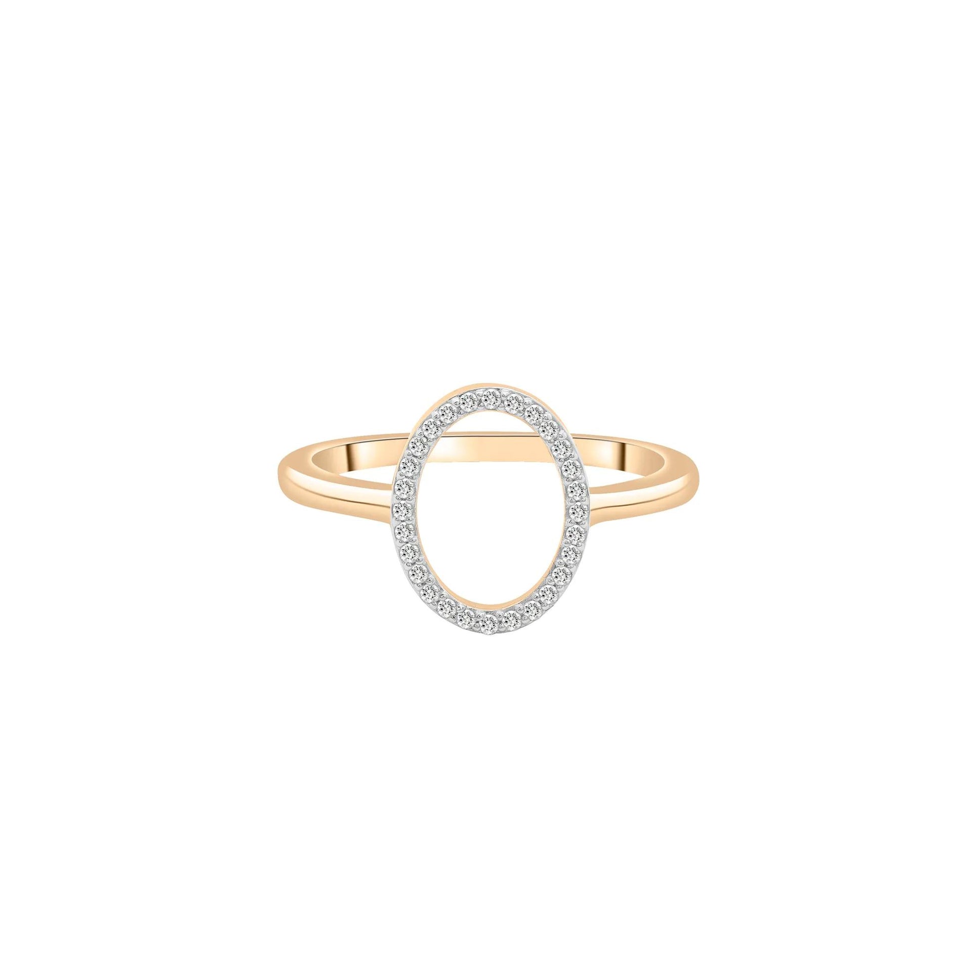 1/10 CT. Tw. Diamond Open Oval Ring 10K Yellow Gold Size 6.5 1mm