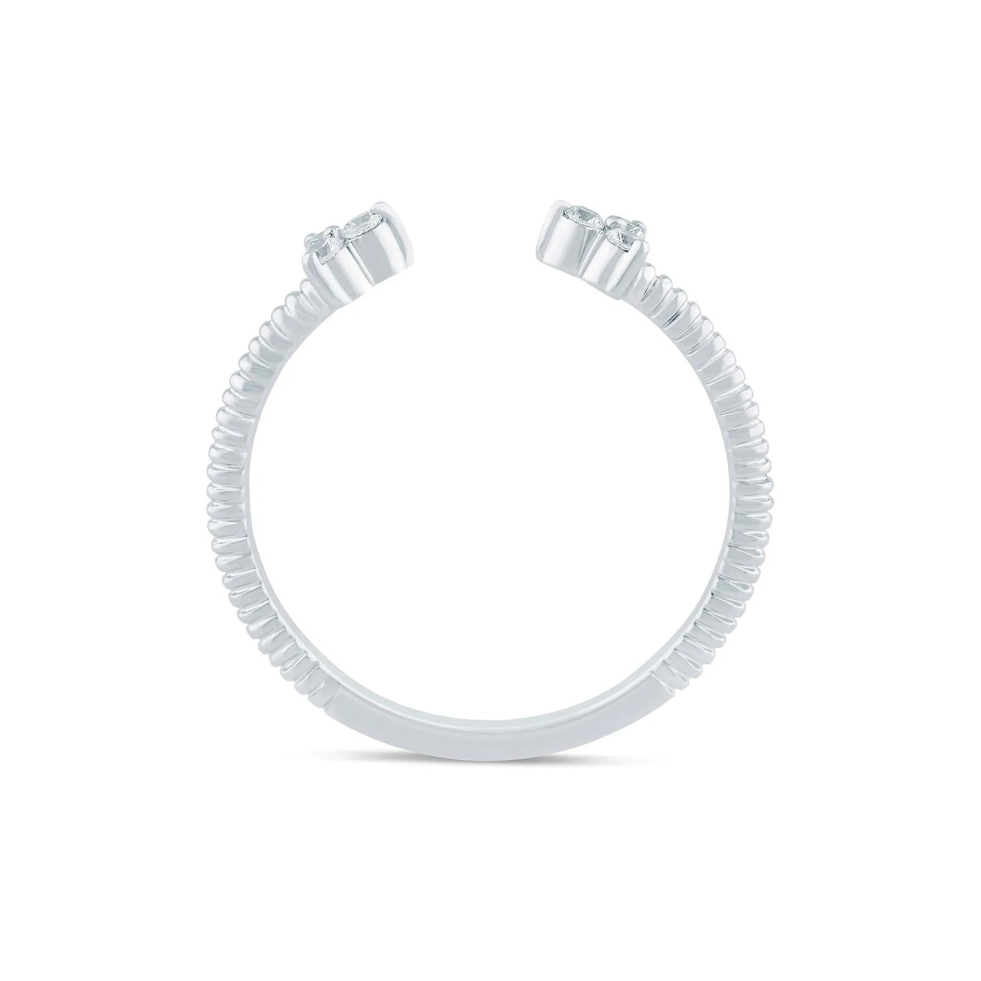 1/10 CT. Tw. Diamond Open Ring 10K White Gold Size 7.5 1.5mm