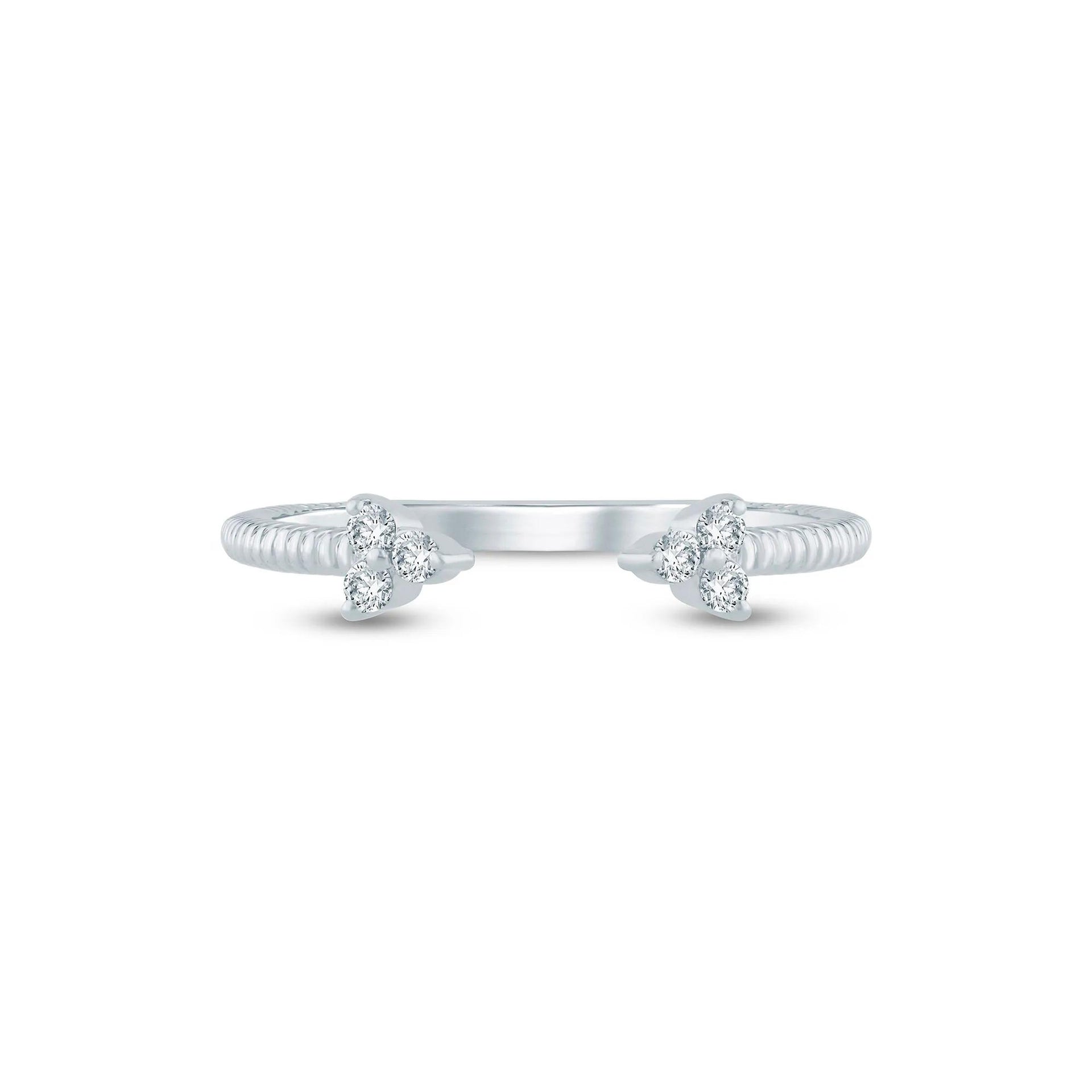 1/10 CT. Tw. Diamond Open Ring 10K White Gold Size 7.5 1.5mm