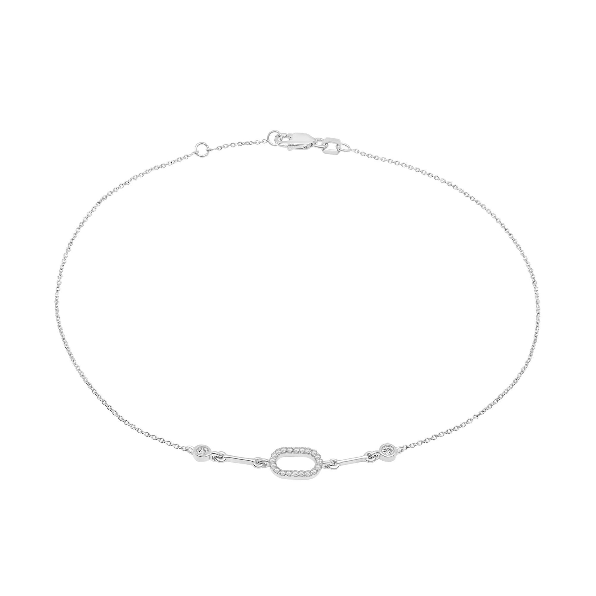 1/7 CT. Tw. Diamond Oval Bracelet 10K White Gold Size 5.80mm