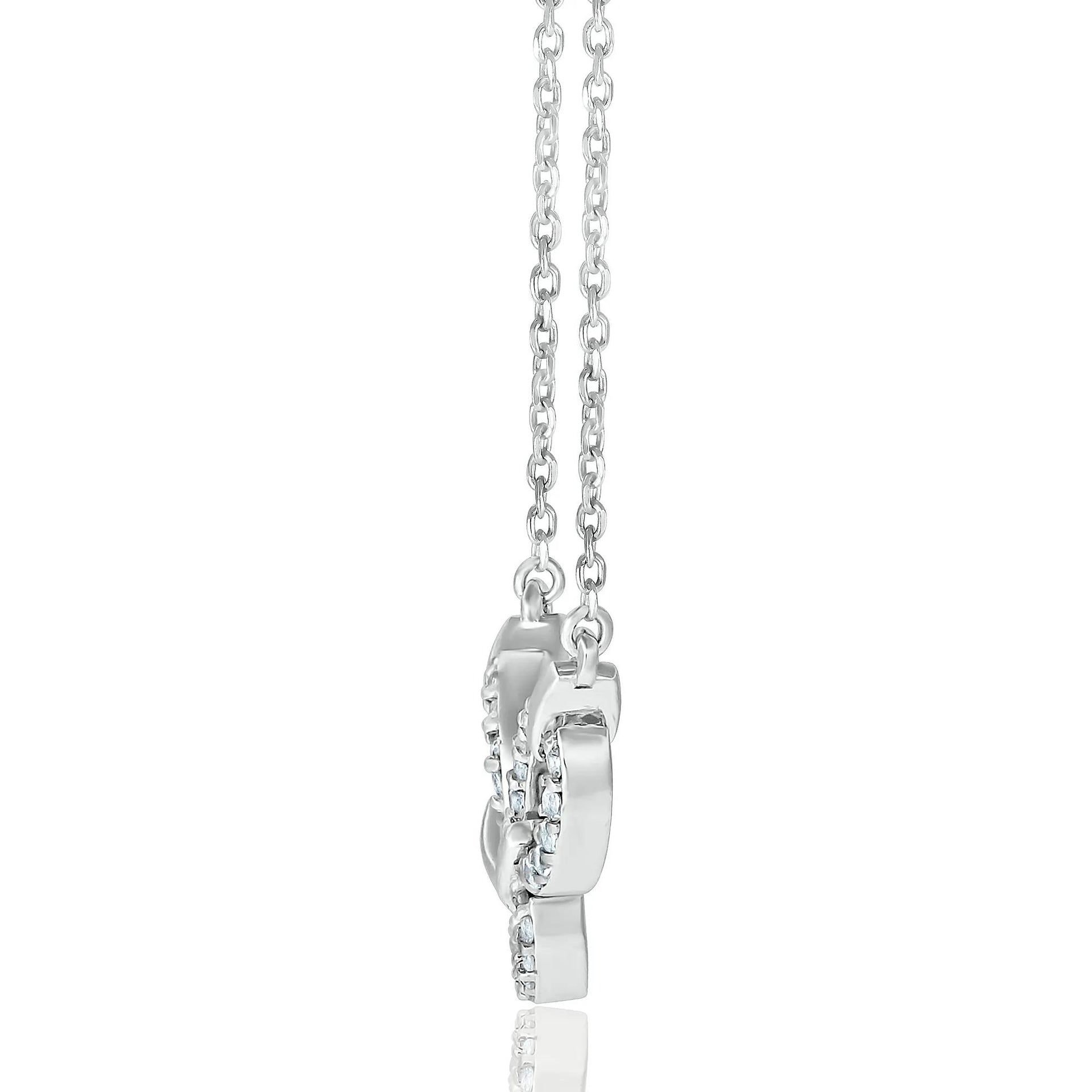 1/5 CT. Tw. Diamond Oval Link Frontal Necklace .925 Sterling Silver White Size 18"