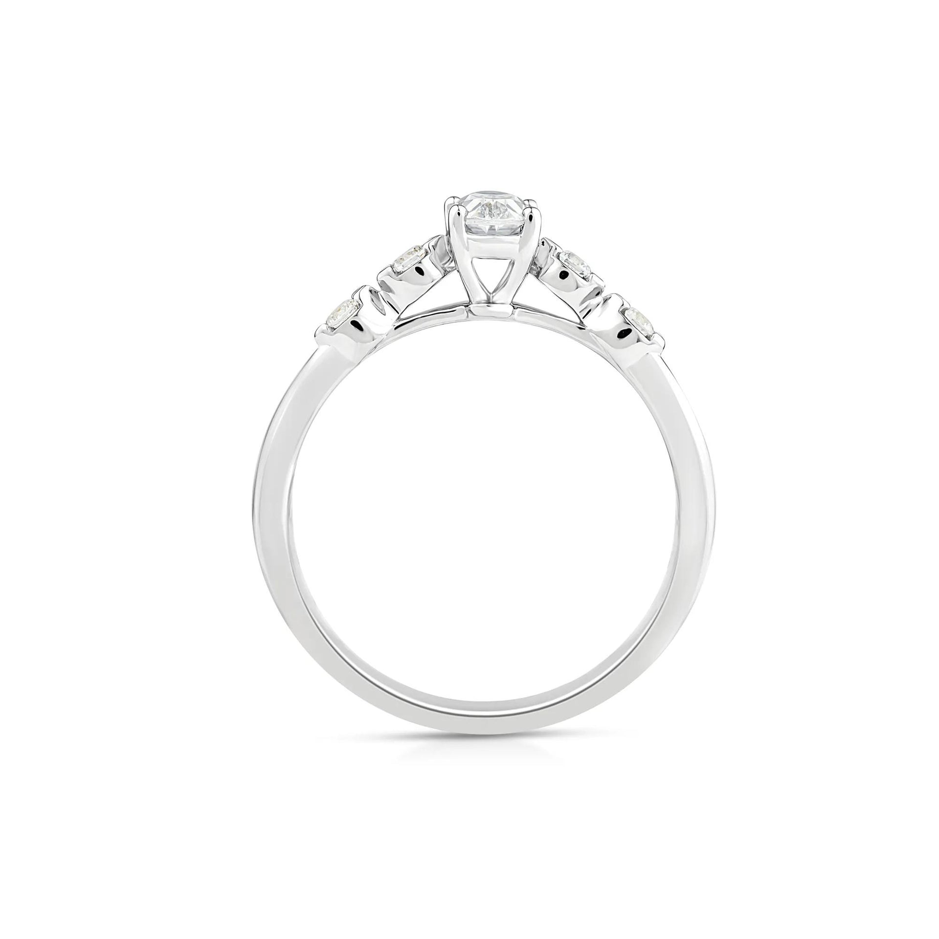 1/2 CT. Tw. Lab Grown Diamond Oval Promise Ring 10K White Gold Round Brilliant Cut Size 8.5