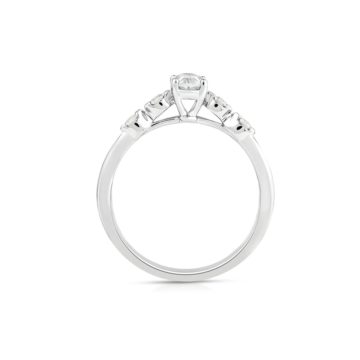 1/2 CT. Tw. Lab Grown Diamond Oval Promise Ring 10K White Gold Round Brilliant Cut Size 6