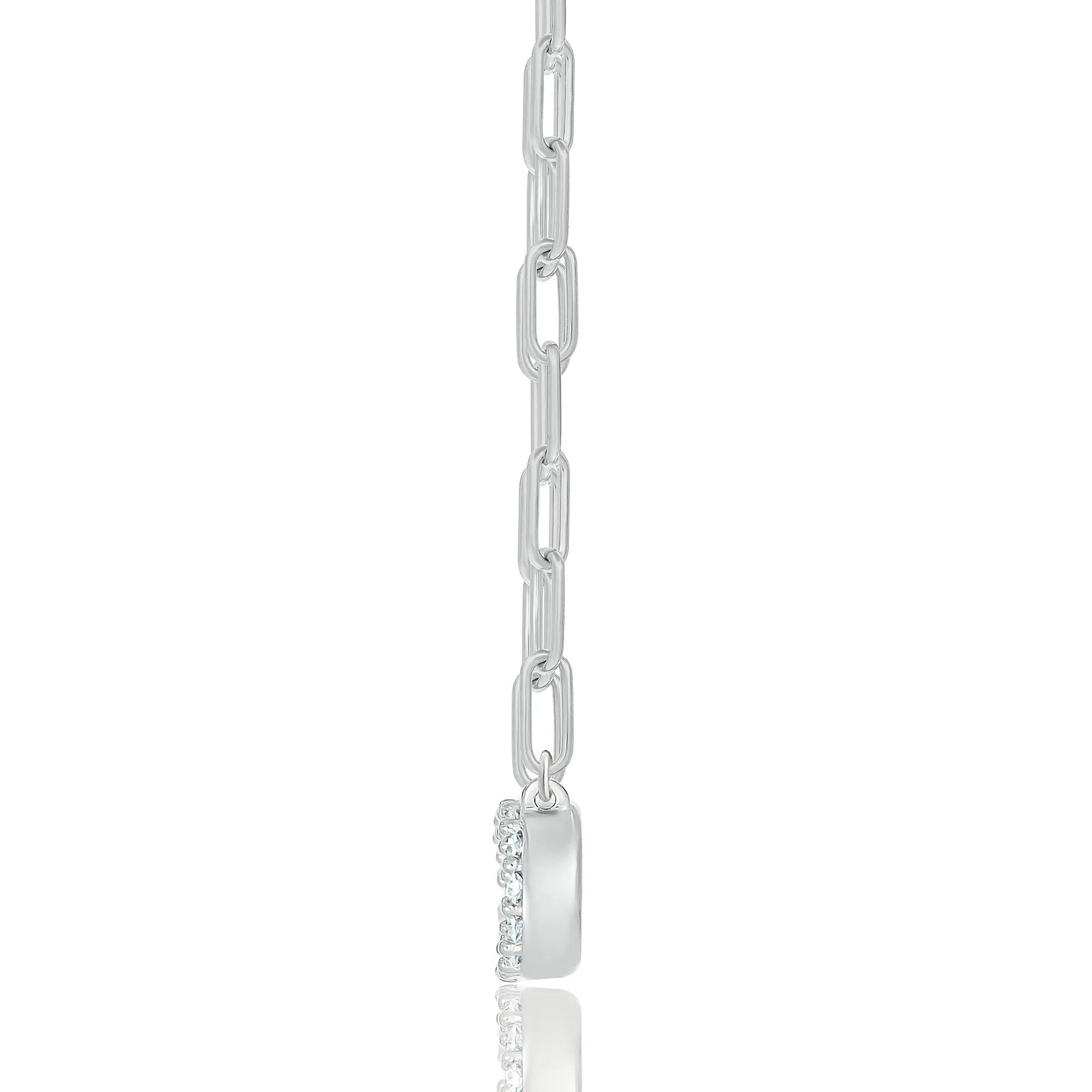 1/5 CT. Tw. Diamond Paperclip Pendant Necklace .925 Sterling Silver White Size 17.5"