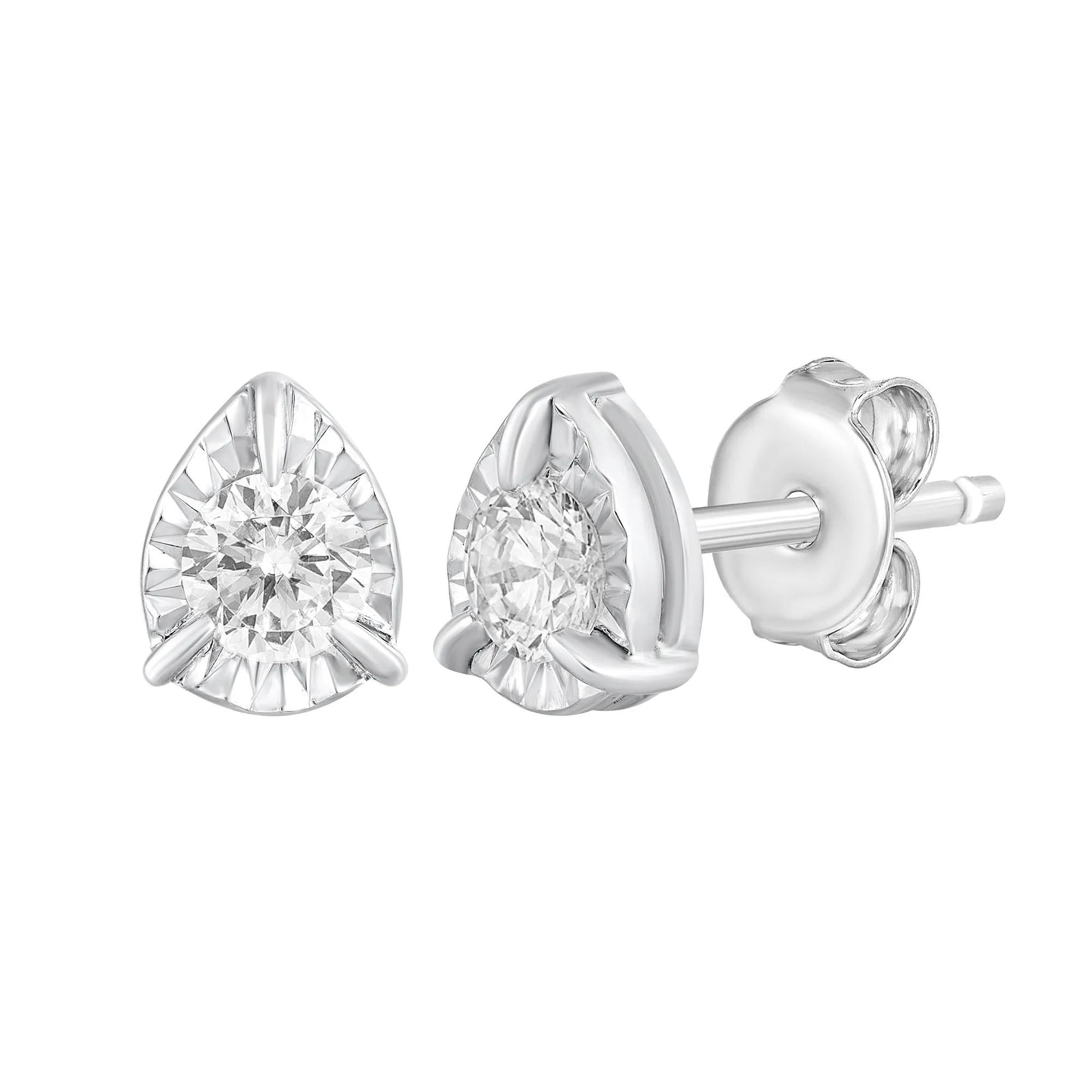 1/4 CT. Tw. Diamond Pear-Shaped Stud Earrings 10K White Gold Size 6.00mm