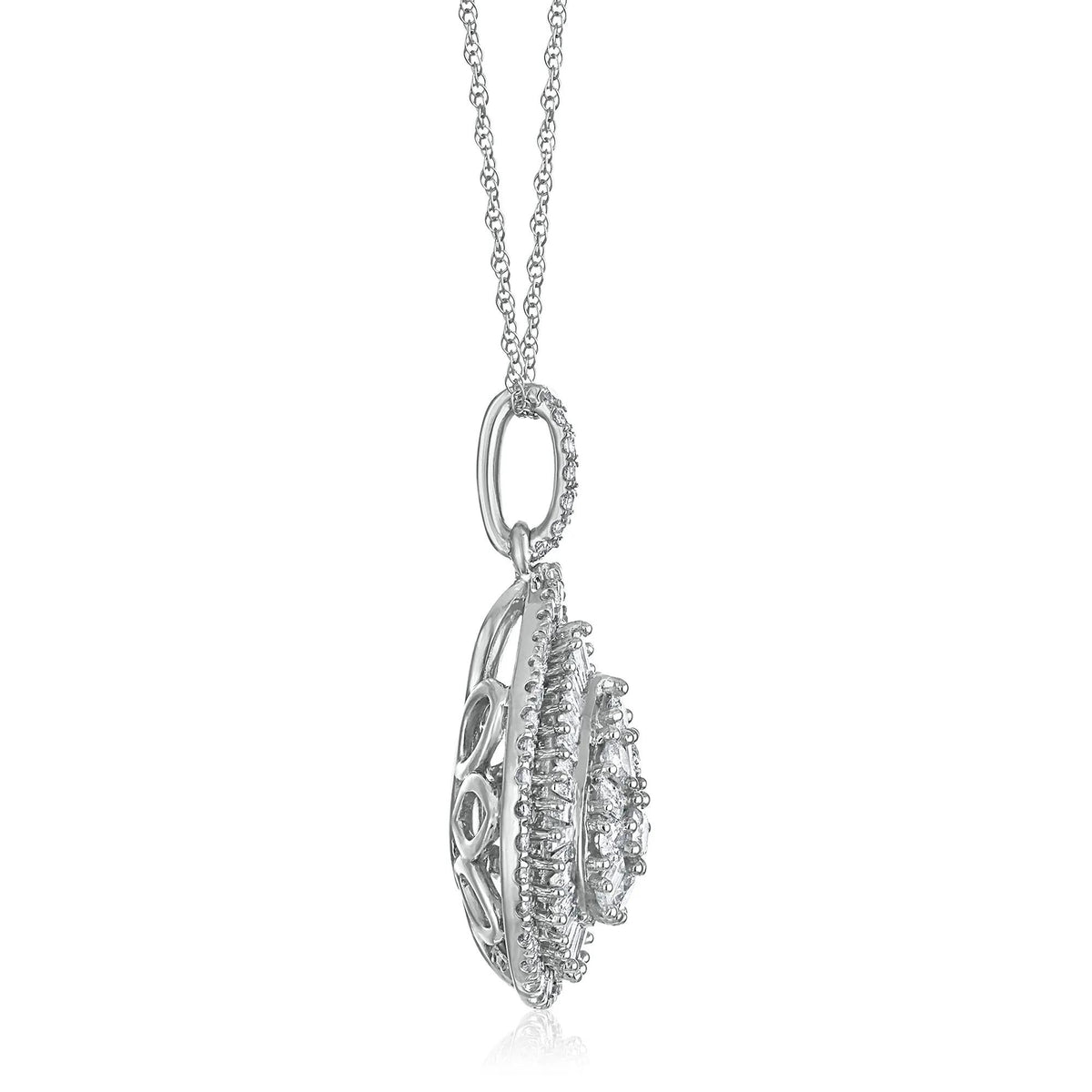 1 CT. Tw. Diamond Pendant Necklace 10K White Gold Size 18"