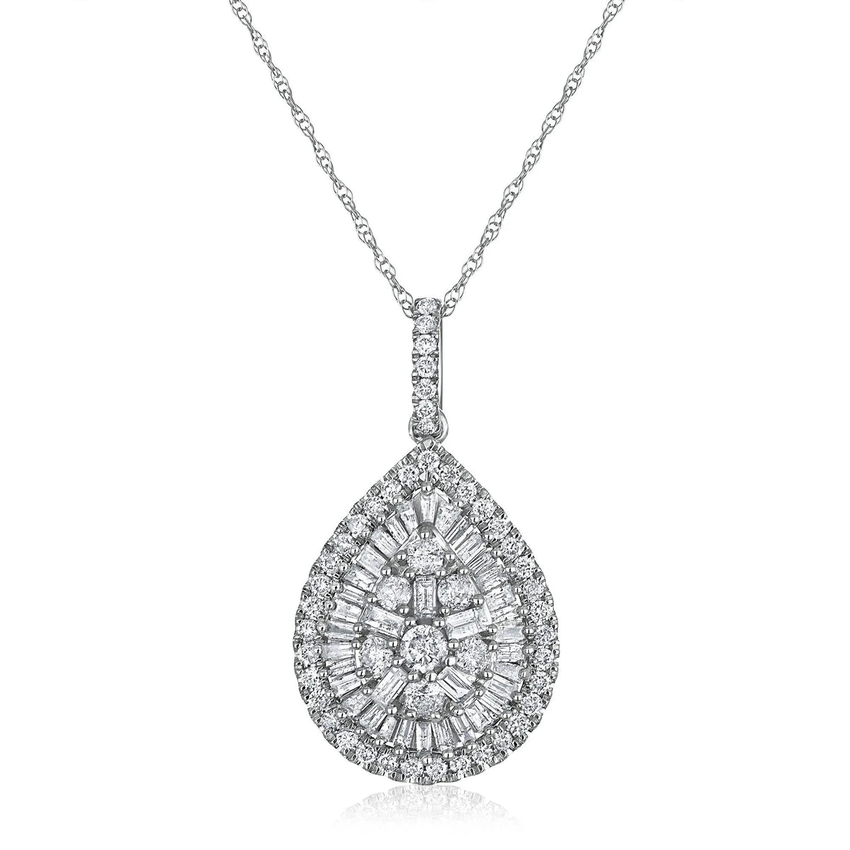 1 CT. Tw. Diamond Pendant Necklace 10K White Gold Size 18"