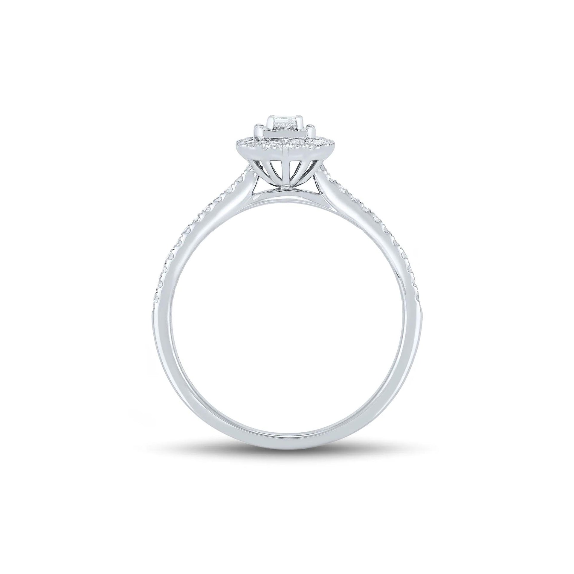 1/4 CT. Tw. Diamond Promise Ring 10K White Gold Round Brilliant Cut Size 6.5 1mm