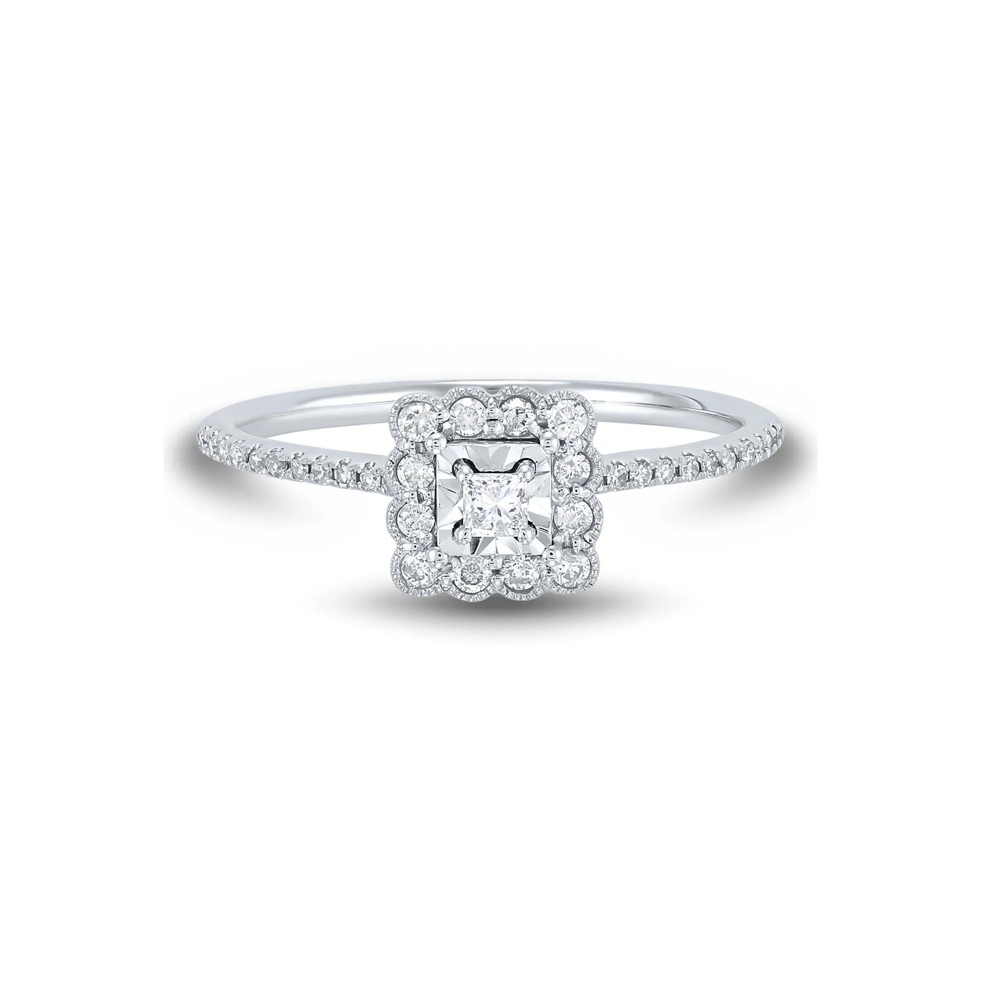 1/4 CT. Tw. Diamond Promise Ring 10K White Gold Round Brilliant Cut Size 6.5 1mm