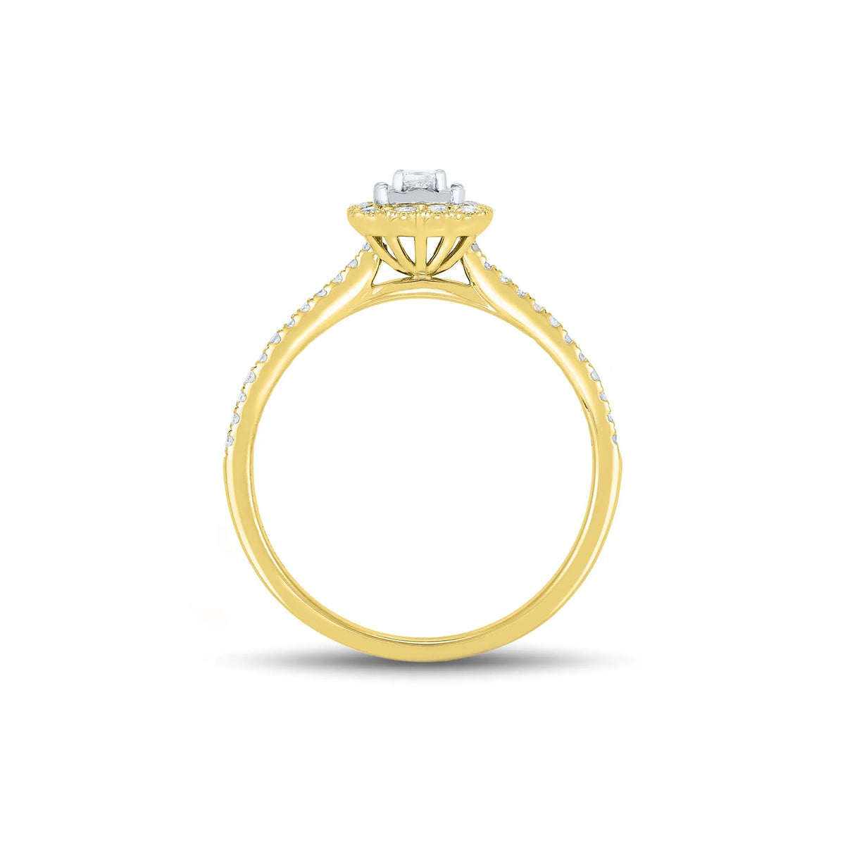 1/4 CT. Tw. Diamond Promise Ring 10K Yellow Gold Round Brilliant Cut Size 8 1mm