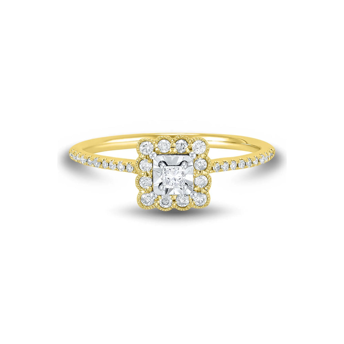1/4 CT. Tw. Diamond Promise Ring 10K Yellow Gold Round Brilliant Cut Size 8 1mm