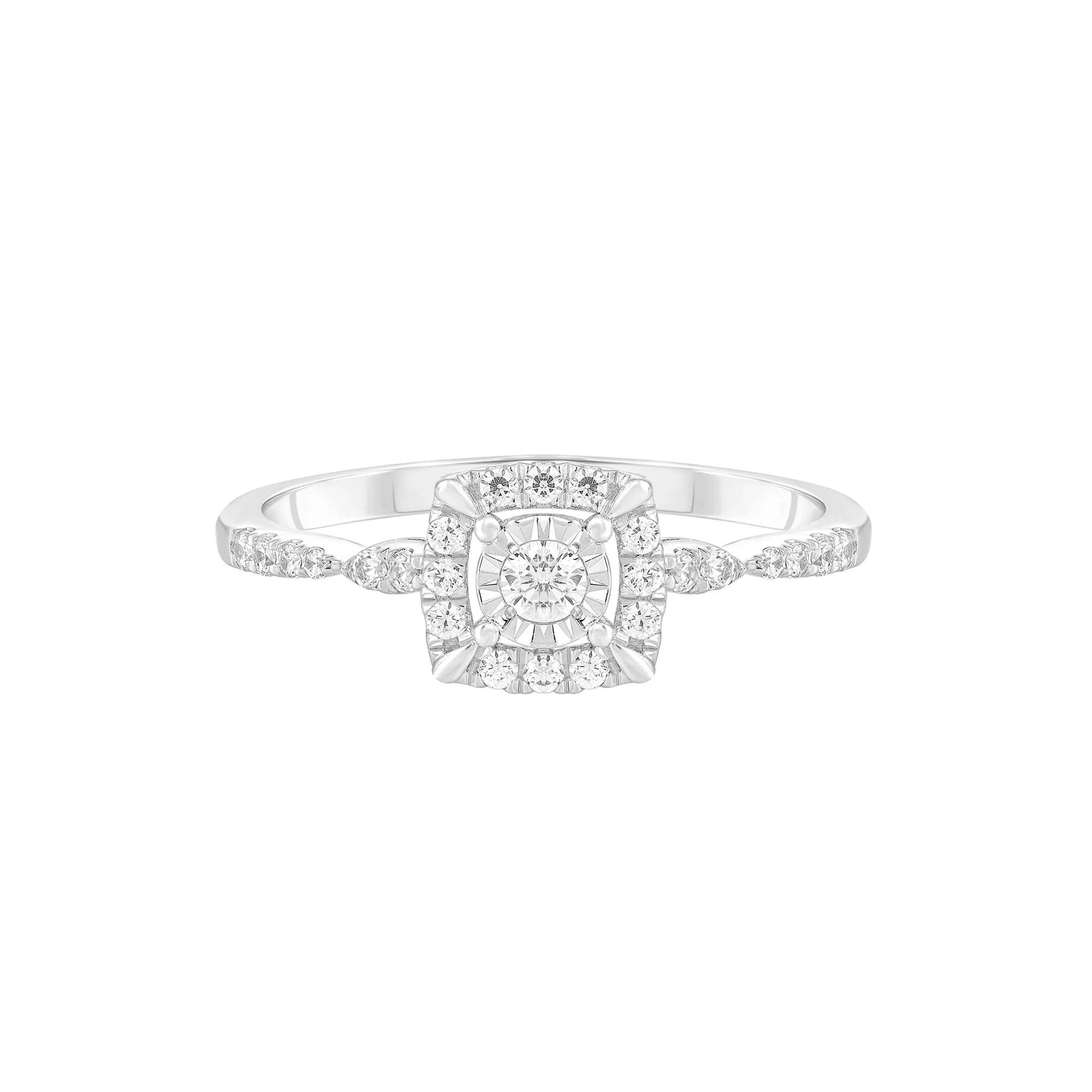 1/4 CT. Tw. Diamond Promise Ring 10K White Gold Round Brilliant Cut Size 7.5