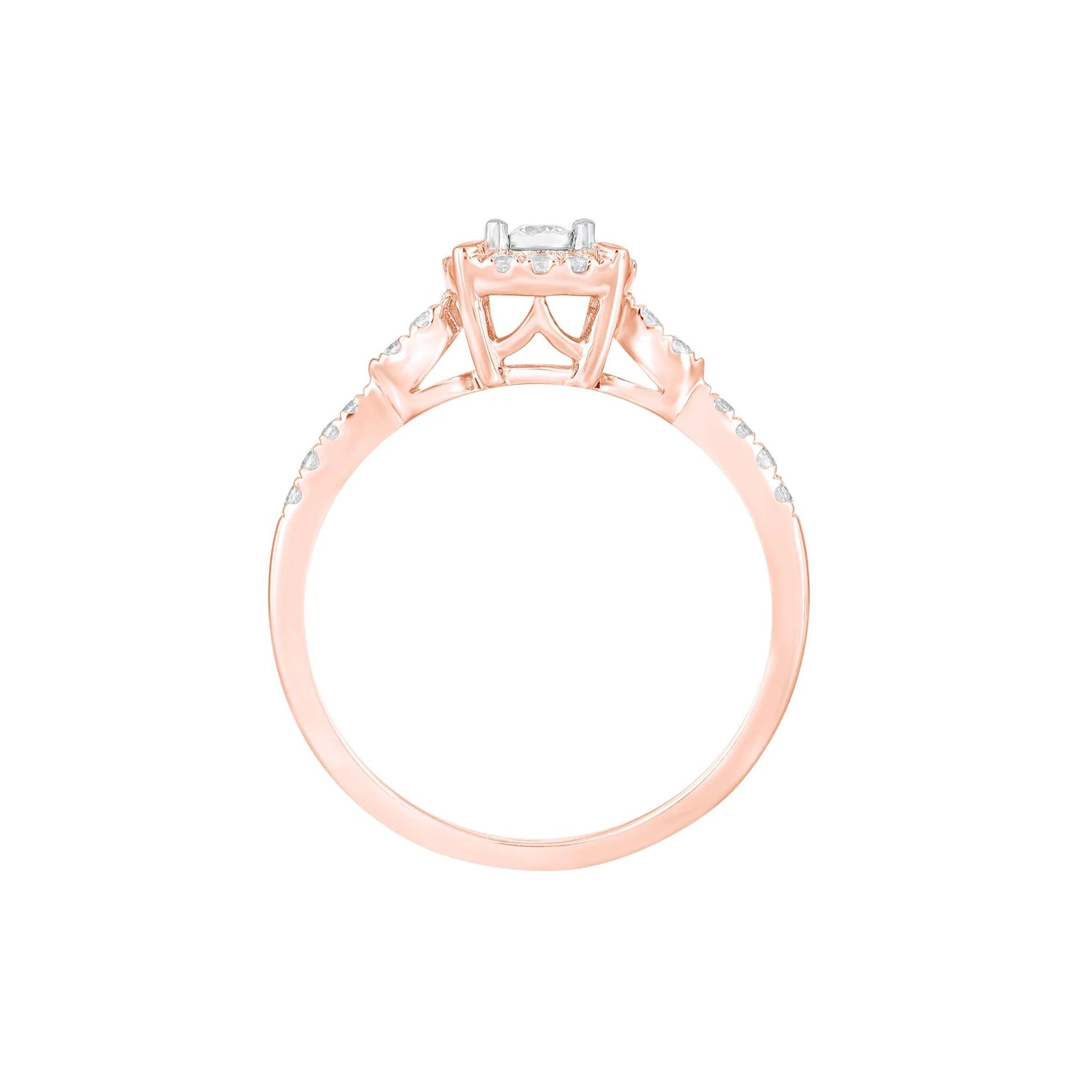 1/4 CT. Tw. Diamond Promise Ring 10K Rose Gold Round Brilliant Cut Size 7.5