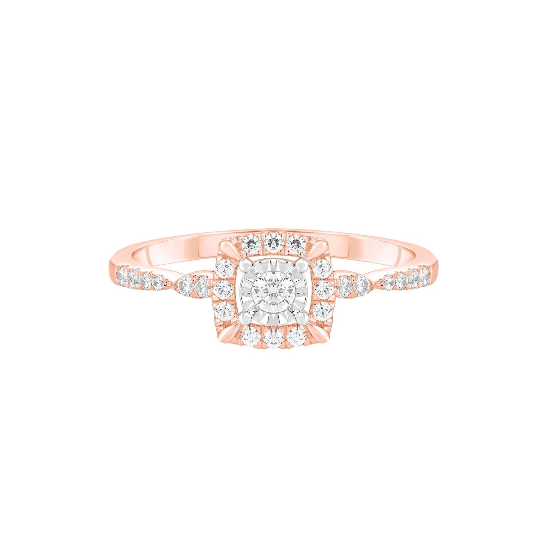 1/4 CT. Tw. Diamond Promise Ring 10K Rose Gold Round Brilliant Cut Size 7.5