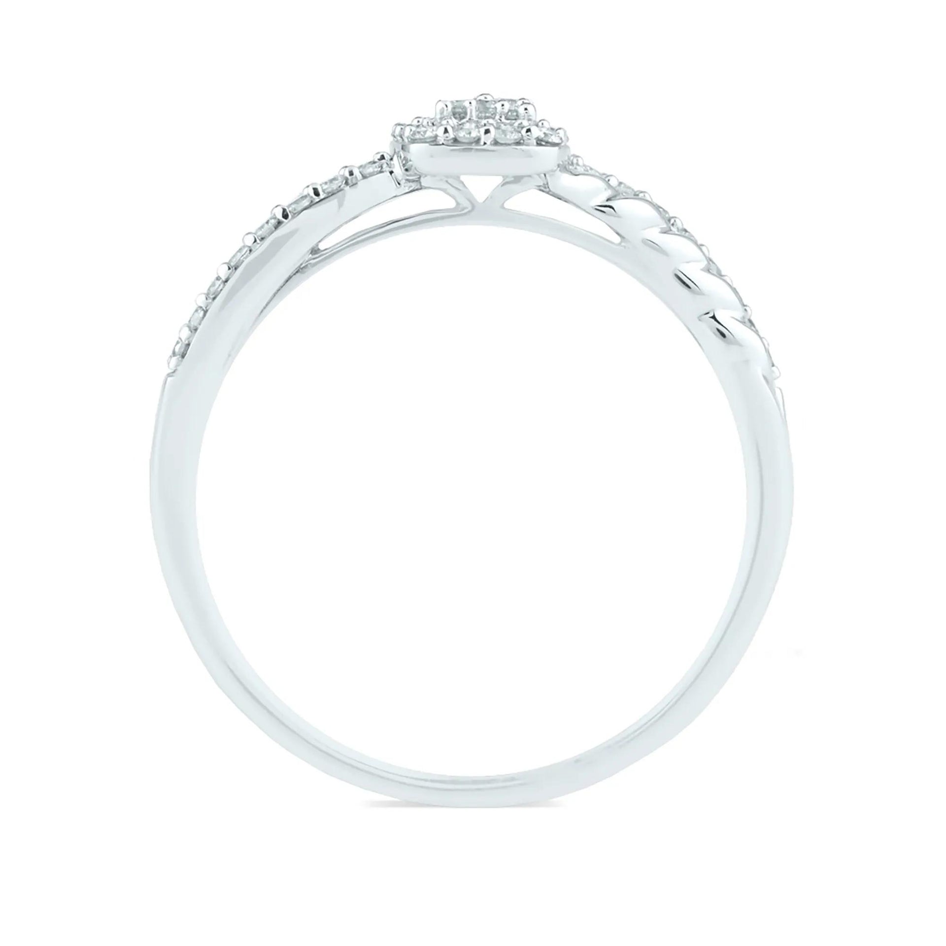 1/4 CT. Tw. Diamond Promise Ring 10K White Gold Round Brilliant Cut Size 7.5 1.5mm