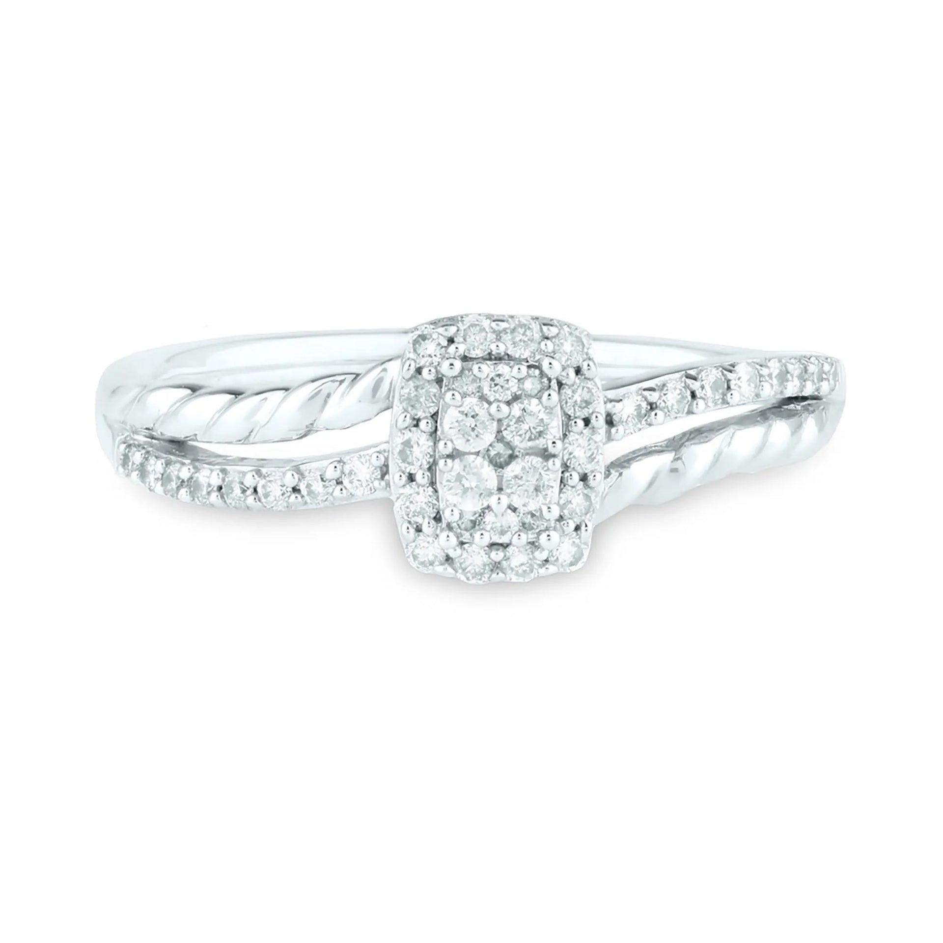 1/4 CT. Tw. Diamond Promise Ring 10K White Gold Round Brilliant Cut Size 7.5 1.5mm