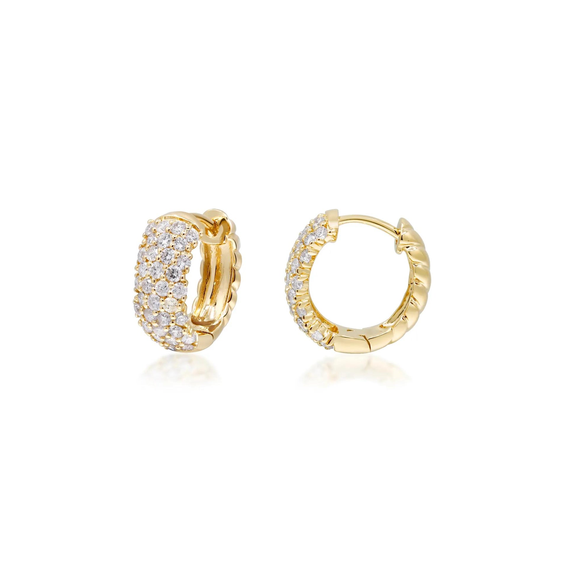 1 CT. Tw. Diamond Reversible Hoop Earrings 10K Yellow Gold Size 10.00mm