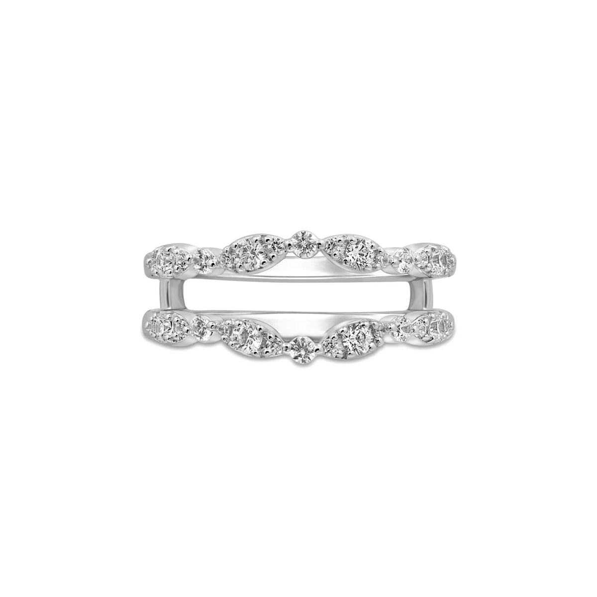 1/2 CT. Tw. Diamond Ring Enhancer with Marquise Clusters 14K White Gold Round Brilliant Cut Size 9