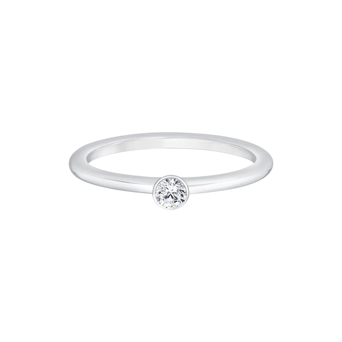 1/10 CT. Tw. Diamond Ring 10K White Gold Round Brilliant Cut Size 7 1mm