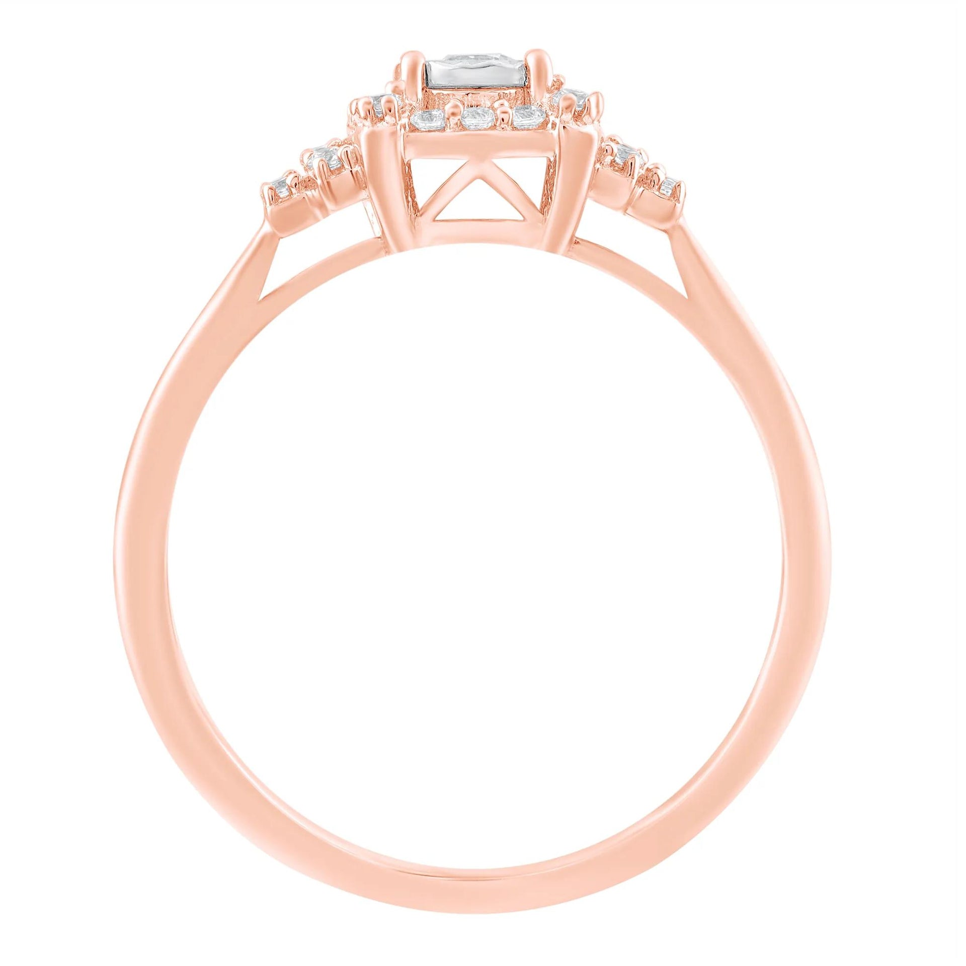 1/4 CT. Tw. Diamond Ring 10K Rose Gold Round Brilliant Cut Size 9
