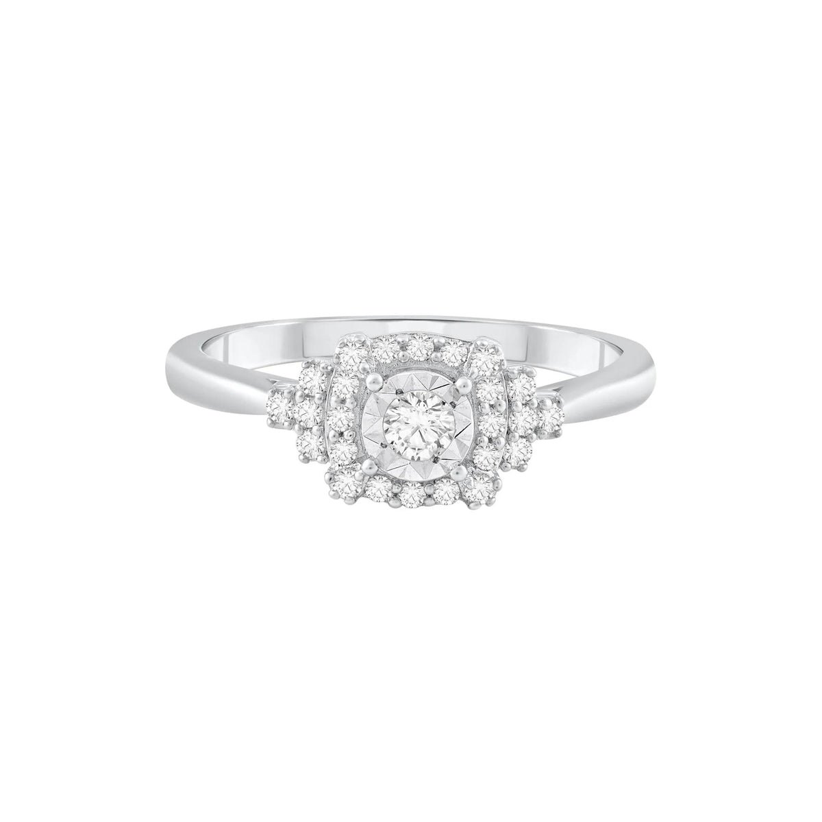 1/4 CT. Tw. Diamond Ring 10K White Gold Round Brilliant Cut Size 5