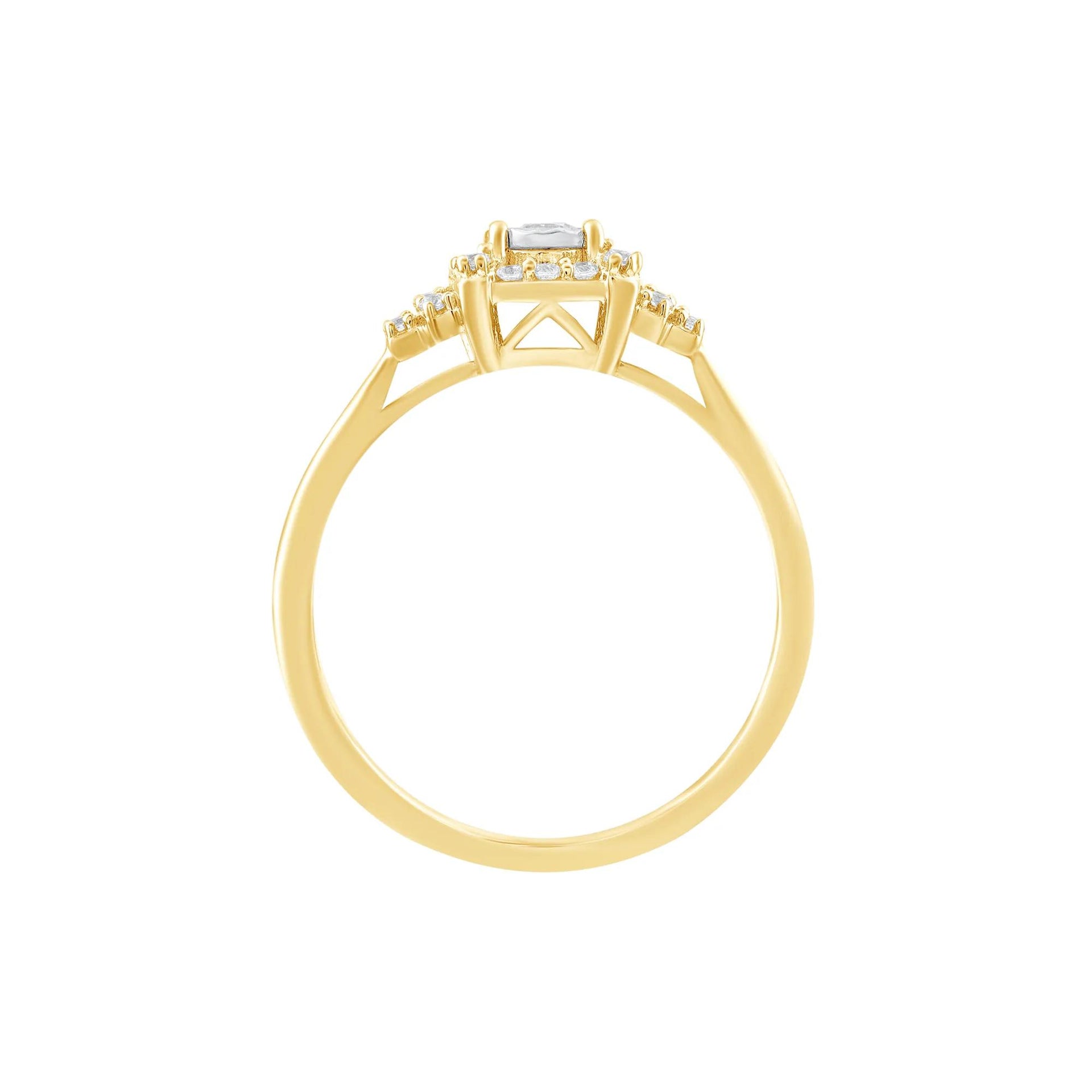 1/4 CT. Tw. Diamond Ring 10K Yellow Gold Round Brilliant Cut Size 9.5