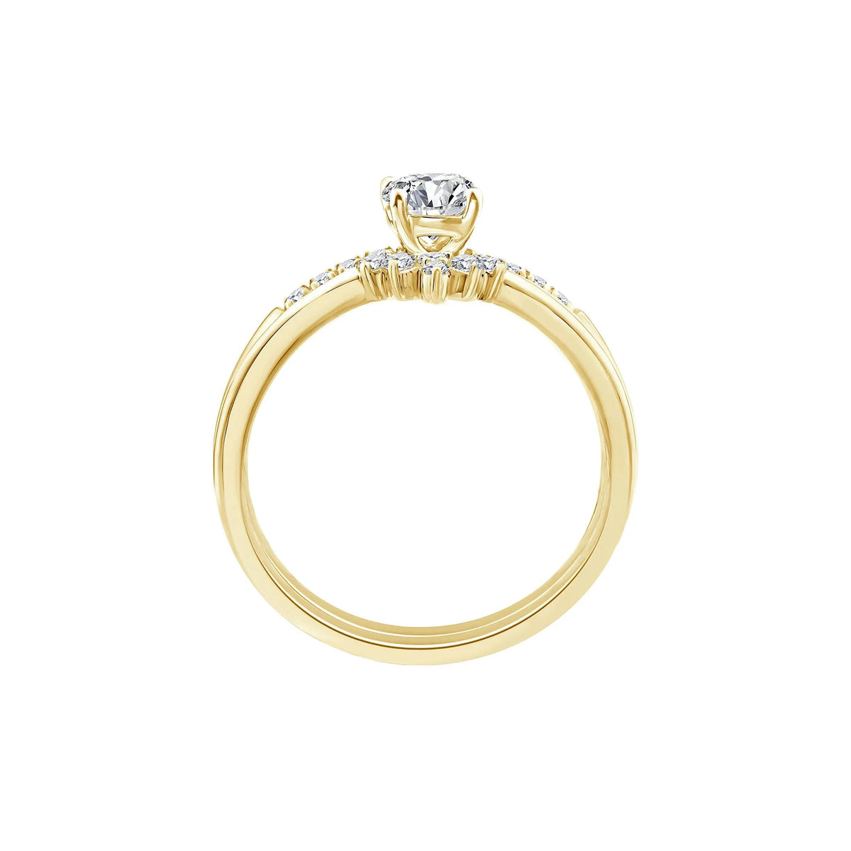 5/8 CT. Tw. Diamond Round Bridal Set 14K Yellow Gold Ring Round Brilliant Cut Size 7 2mm