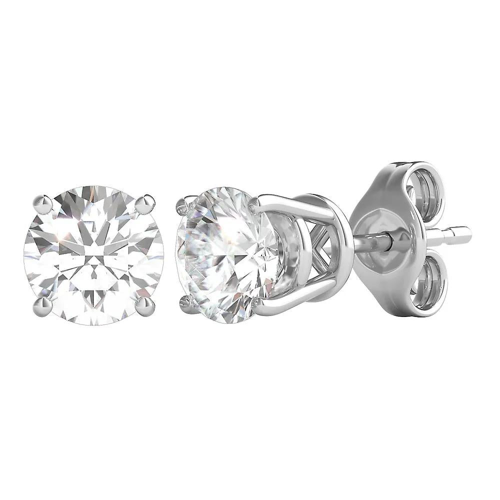 1/2 CT. Tw. Diamond Round Solitaire Stud Earrings 14K White Gold Size 4.00mm