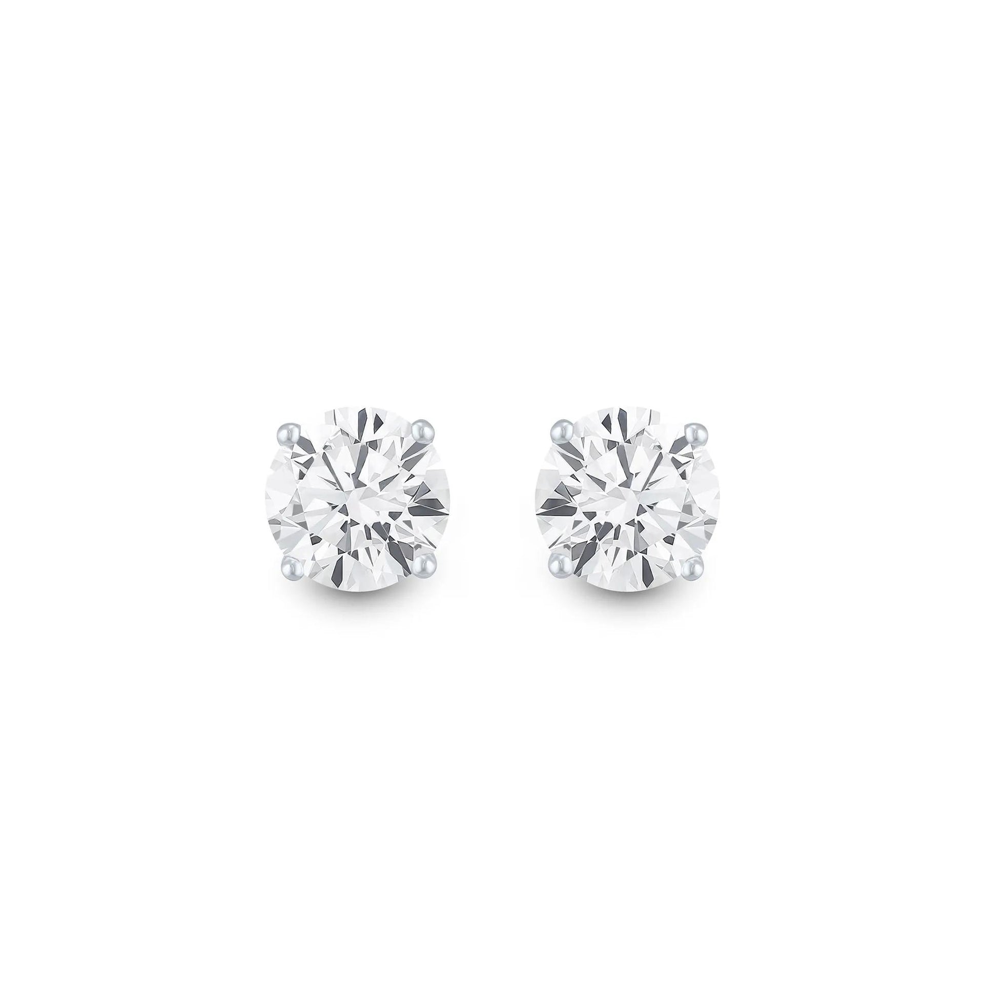 2 CT. Tw. Diamond Round Solitaire Stud Earrings 14K White Gold Size 6.50mm