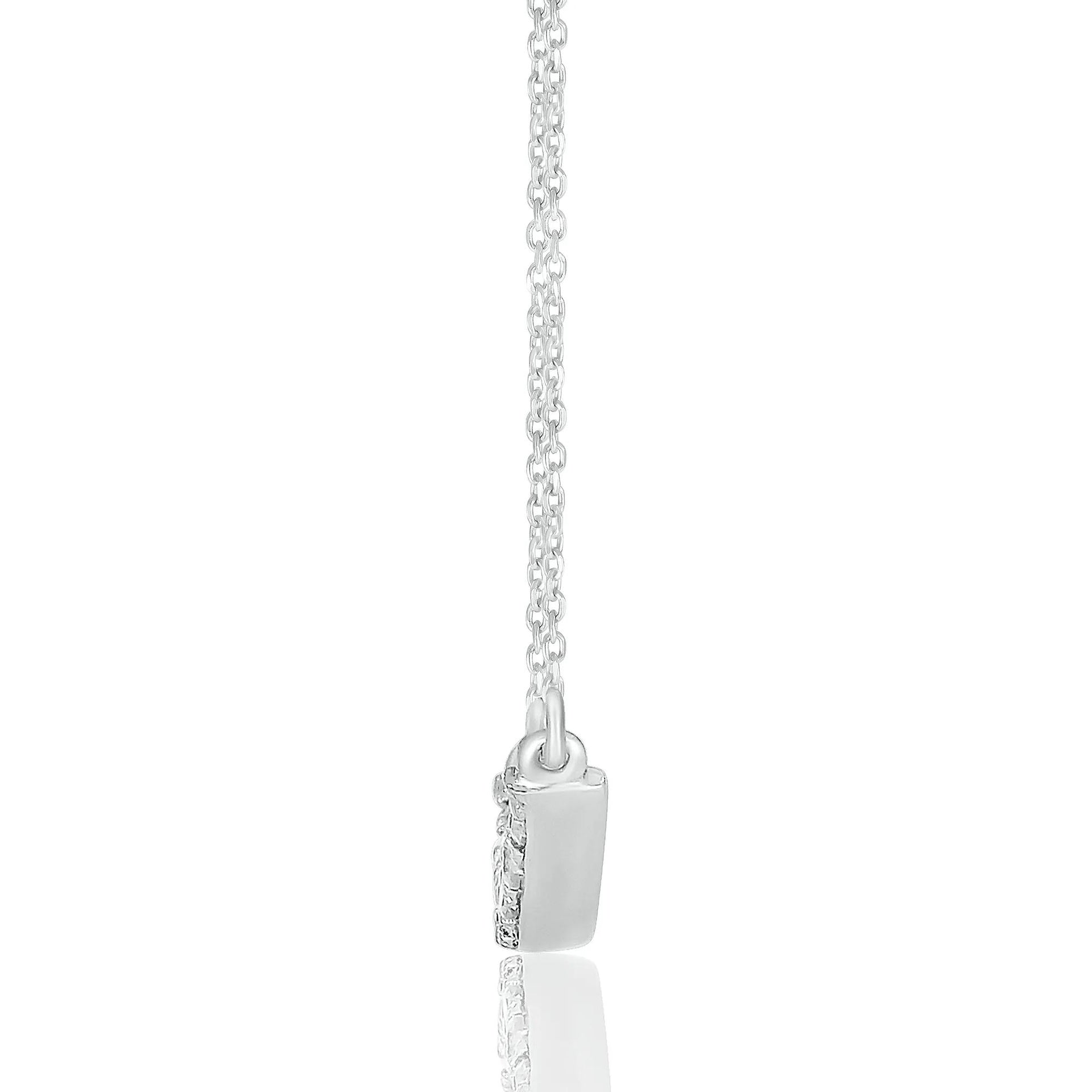 1/8 CT. Tw. Diamond Smile Necklace .925 Sterling Silver White Size 17.25"