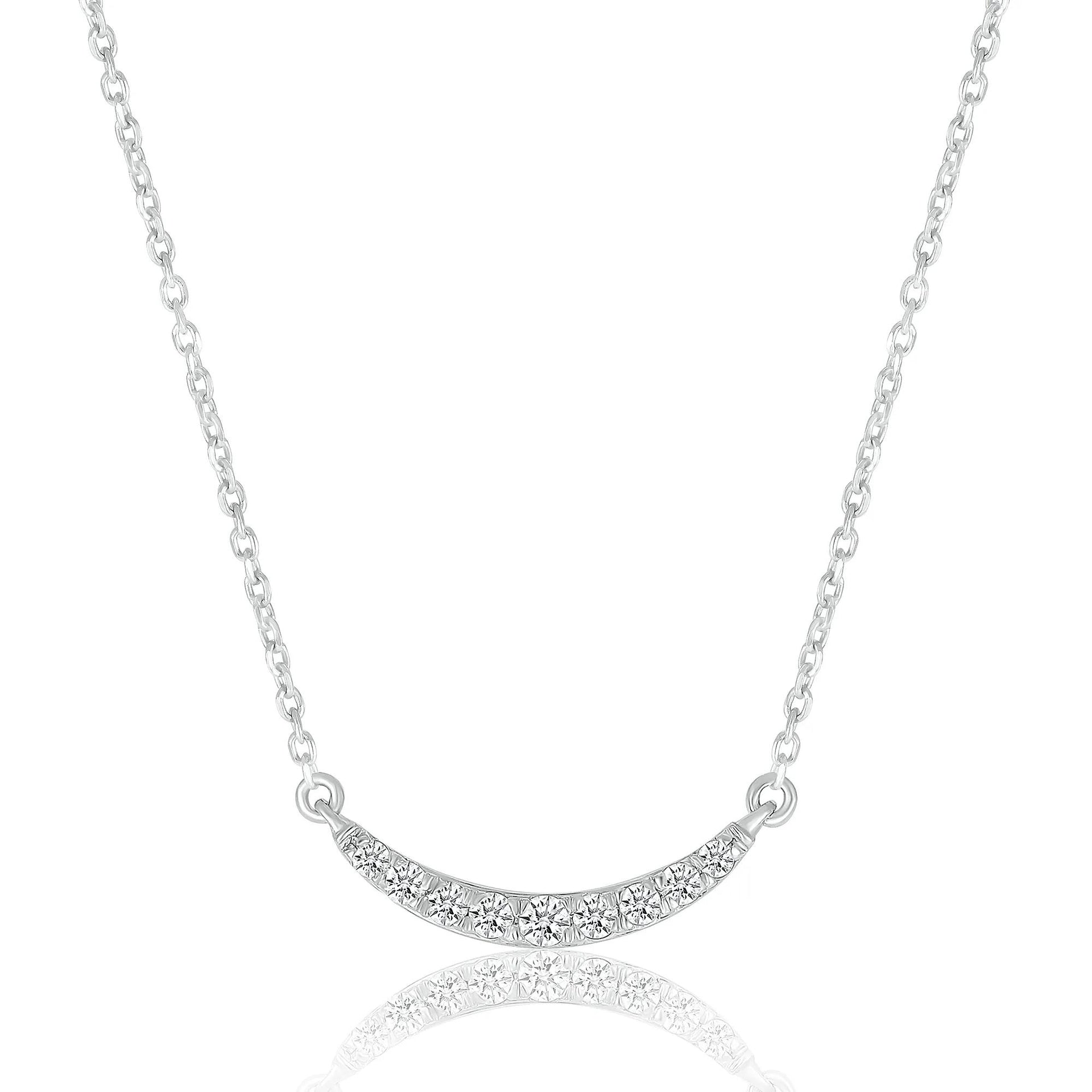 1/8 CT. Tw. Diamond Smile Necklace .925 Sterling Silver White Size 17.25"