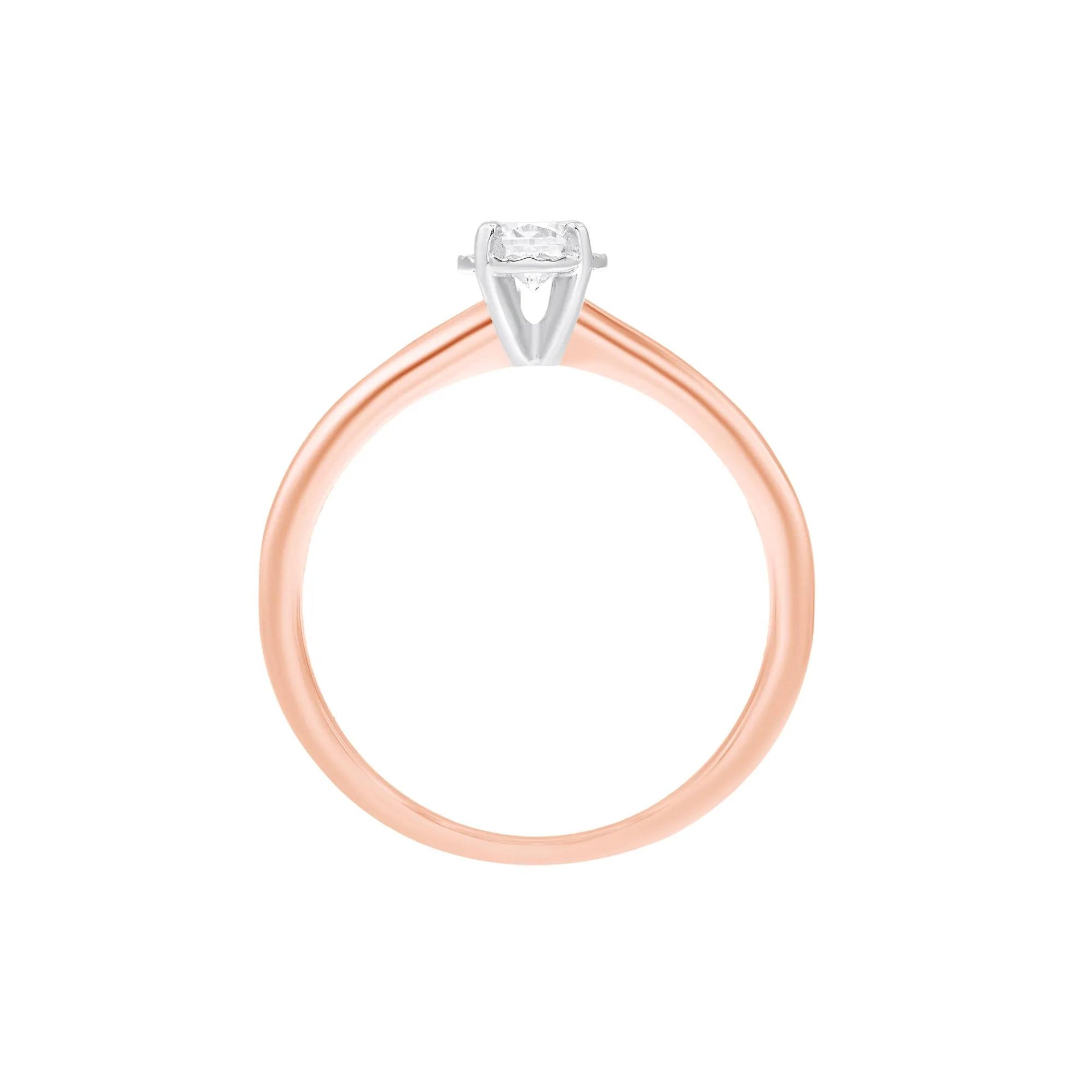 1/4 CT. Tw. Diamond Solitaire Engagement Ring 14K Rose Gold Round Brilliant Cut Size 7