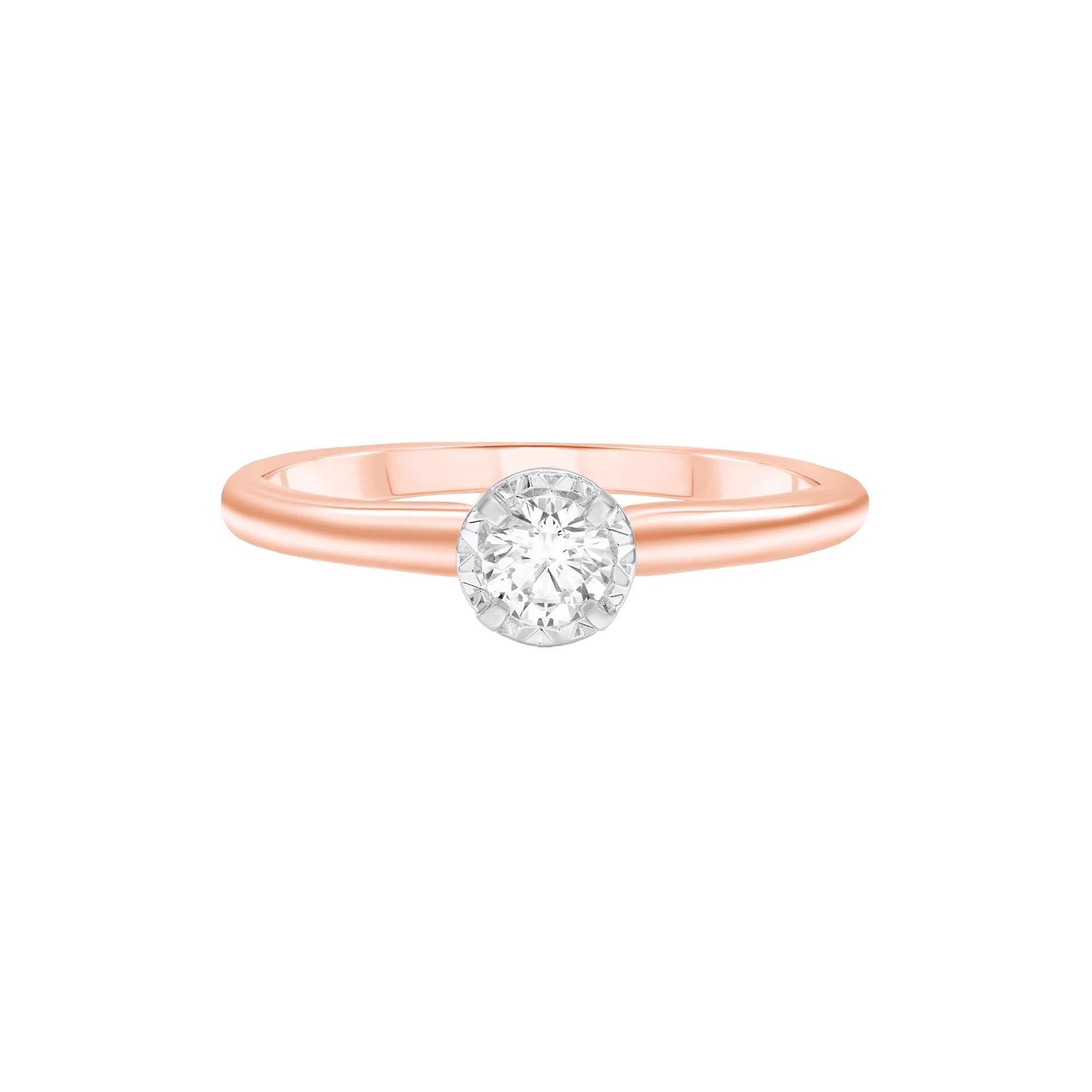 1/4 CT. Tw. Diamond Solitaire Engagement Ring 14K Rose Gold Round Brilliant Cut Size 7