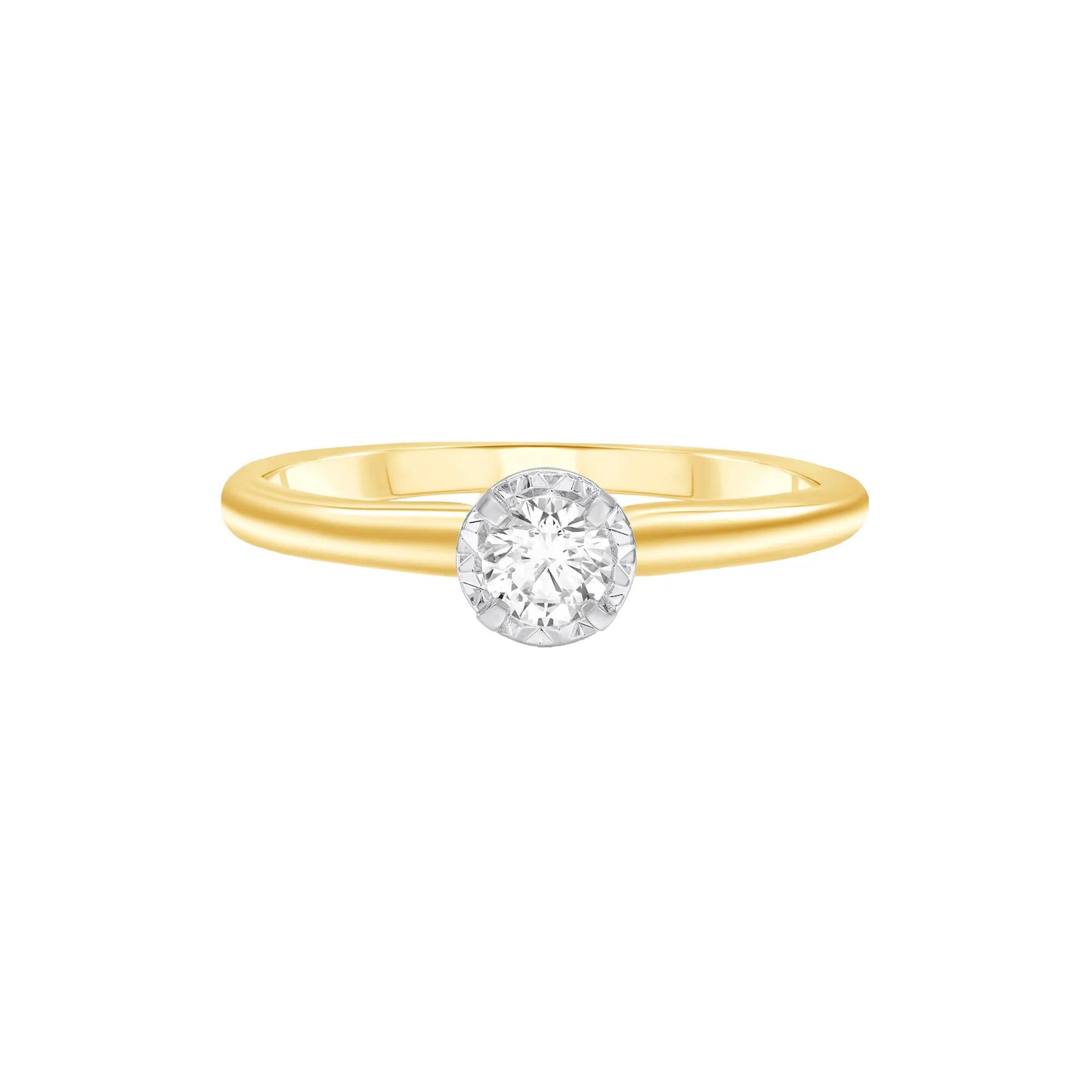 1/4 CT. Tw. Diamond Solitaire Engagement Ring 14K Yellow Gold Round Brilliant Cut Size 7