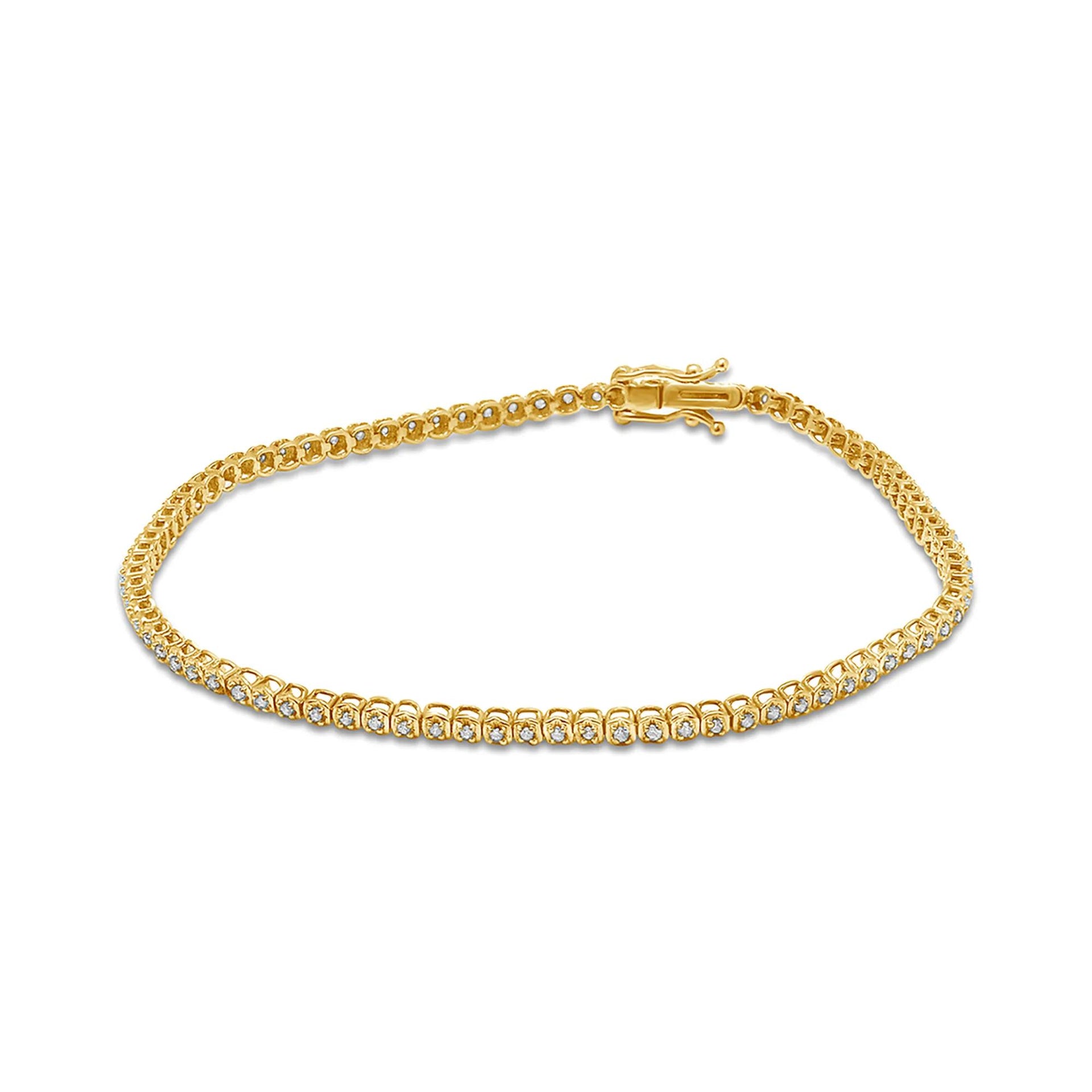 1/4 CT. Tw. Diamond Tennis Bracelet 10K Yellow Gold Size 4.70mm