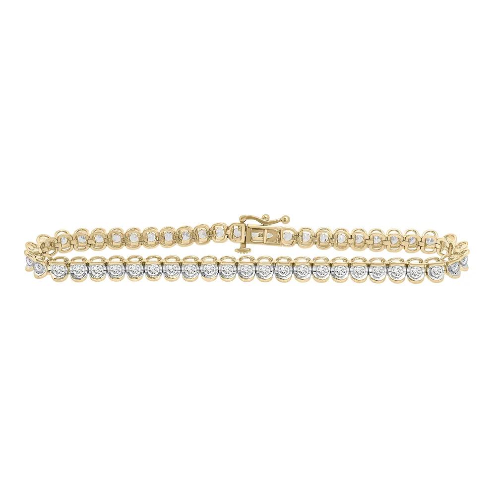 2 CT. Tw. Diamond Tennis Bracelet with Half-Bezel Setting 10K Yellow Gold Size 7.25"