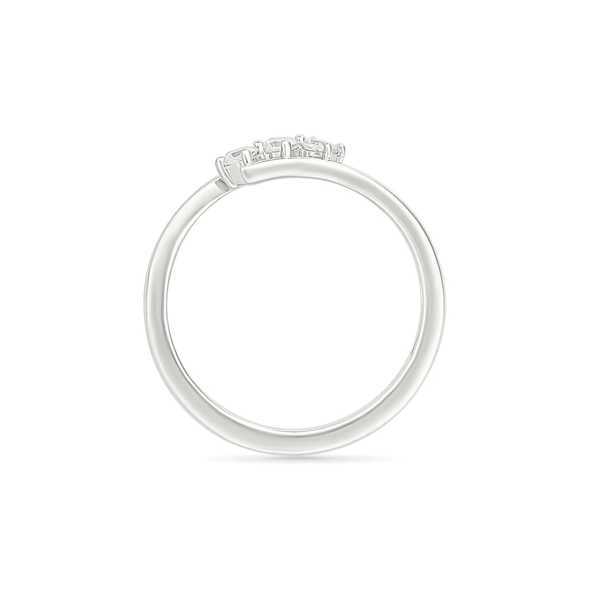 1/5 CT. Tw. Diamond Three-Stone Bypass Ring 10K White Gold Round Brilliant Cut Size 6.5 2mm