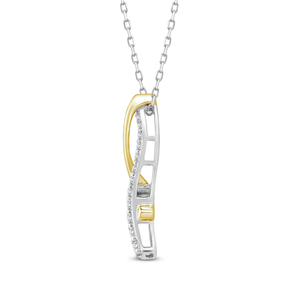 1/4 CT. Tw. Diamond Twist Pendant Necklace 10K White and Yellow Gold Size 18"
