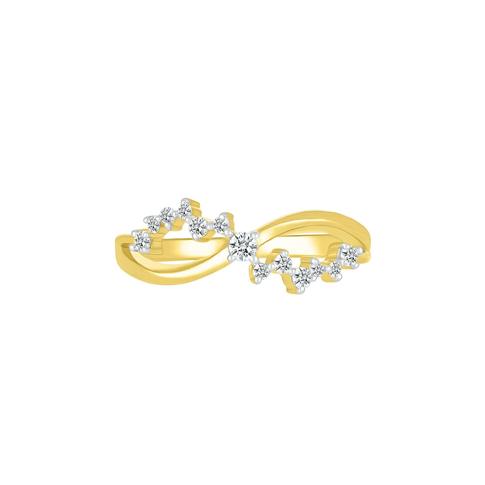 1/5 CT. Tw. Diamond Twist Ring 10K Yellow Gold Round Brilliant Cut Size 7.5